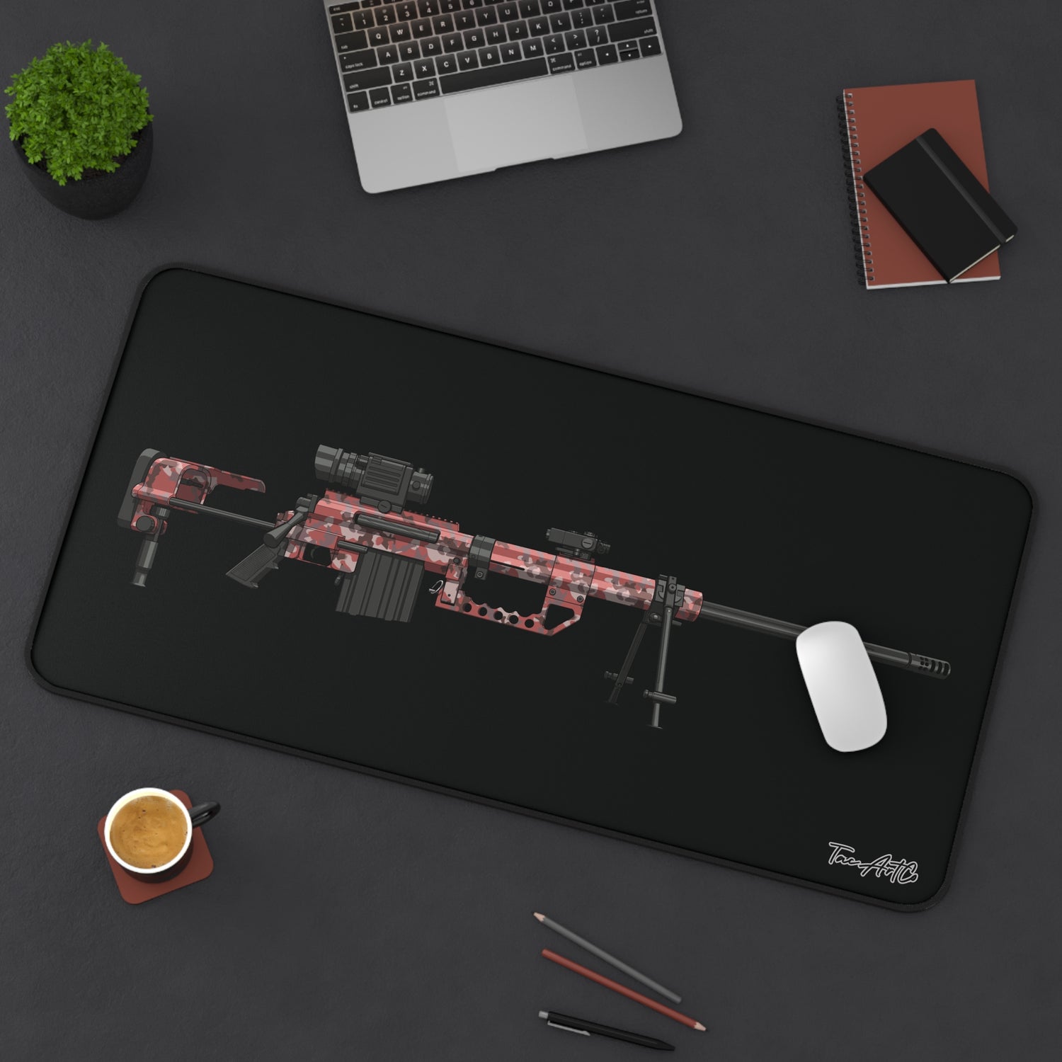 M200 Intervention Red Digital Camo - Desk Mat