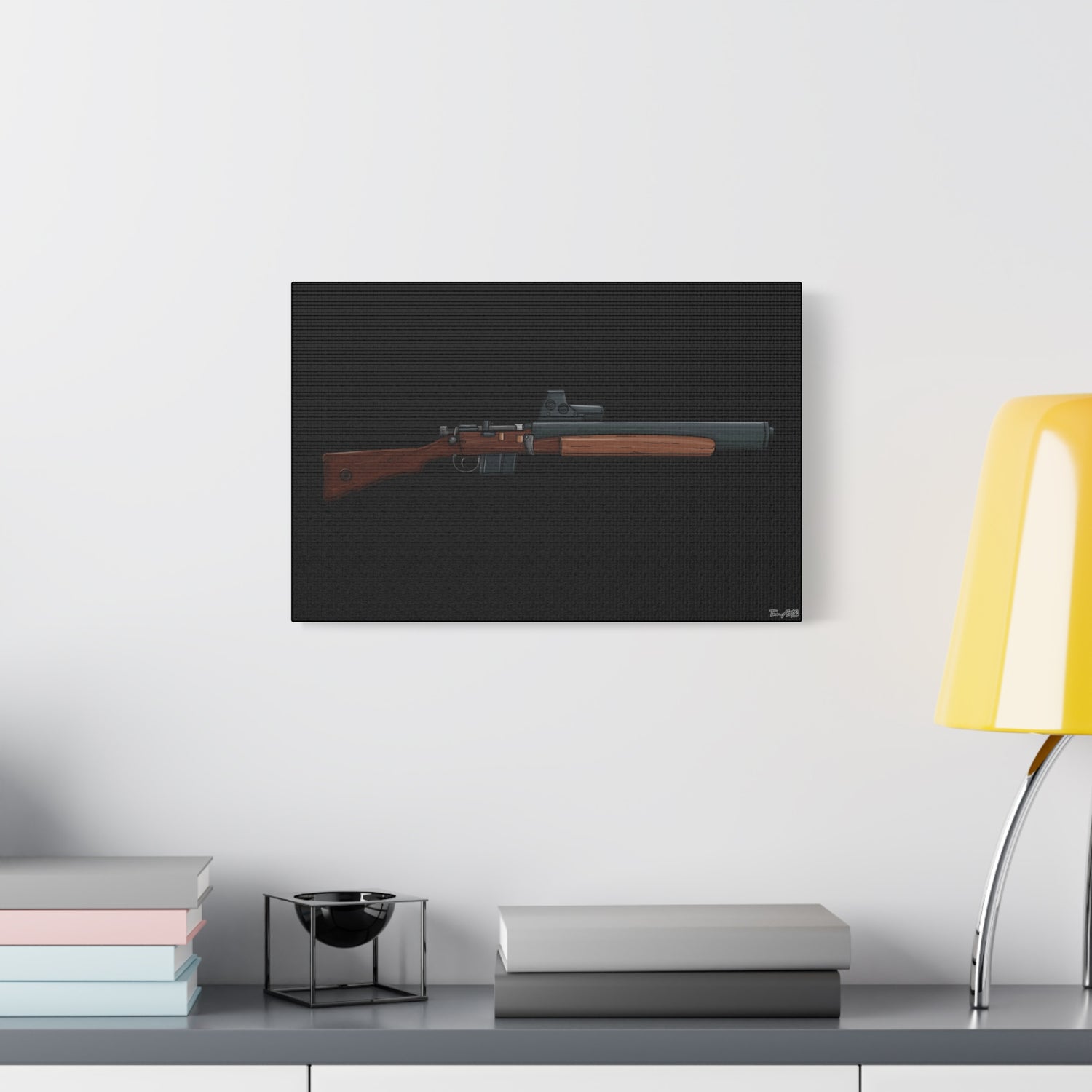 De Lisle Carbine β Suppressed Rifle Canvas Print (Black Background)