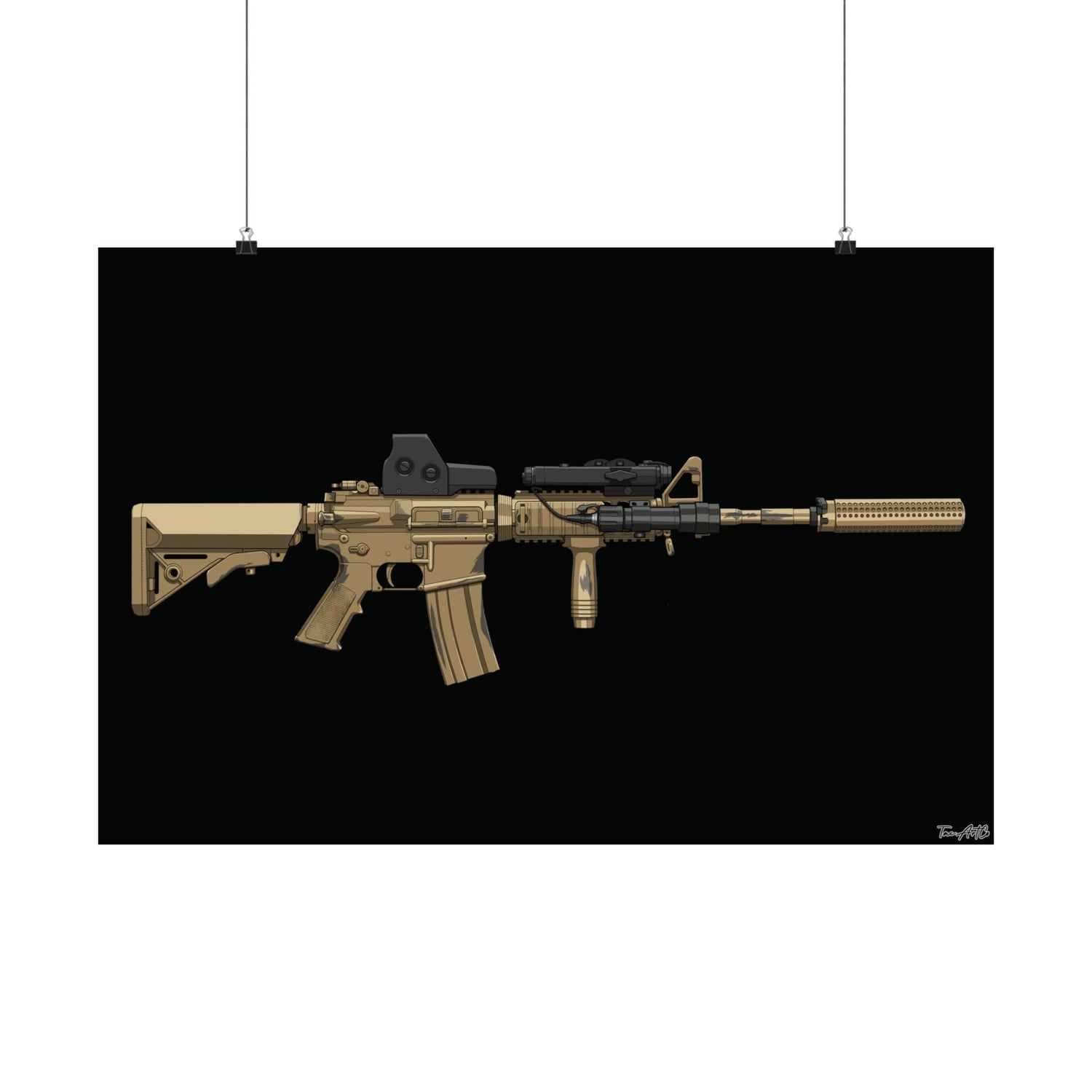M4A1 Block I - Matte Poster (Black Background)