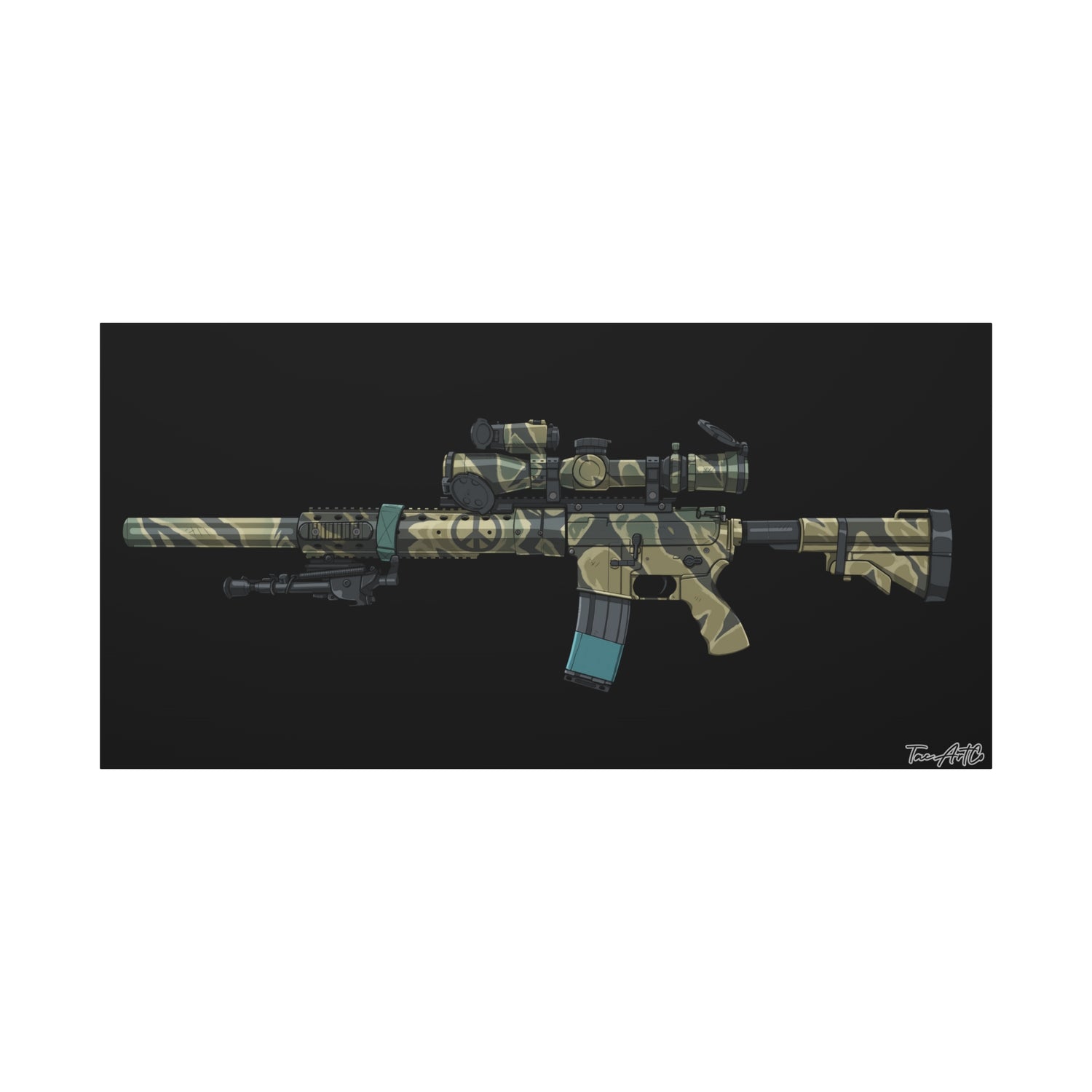 Tiger Stripe AR – Canvas Print (Black Background)