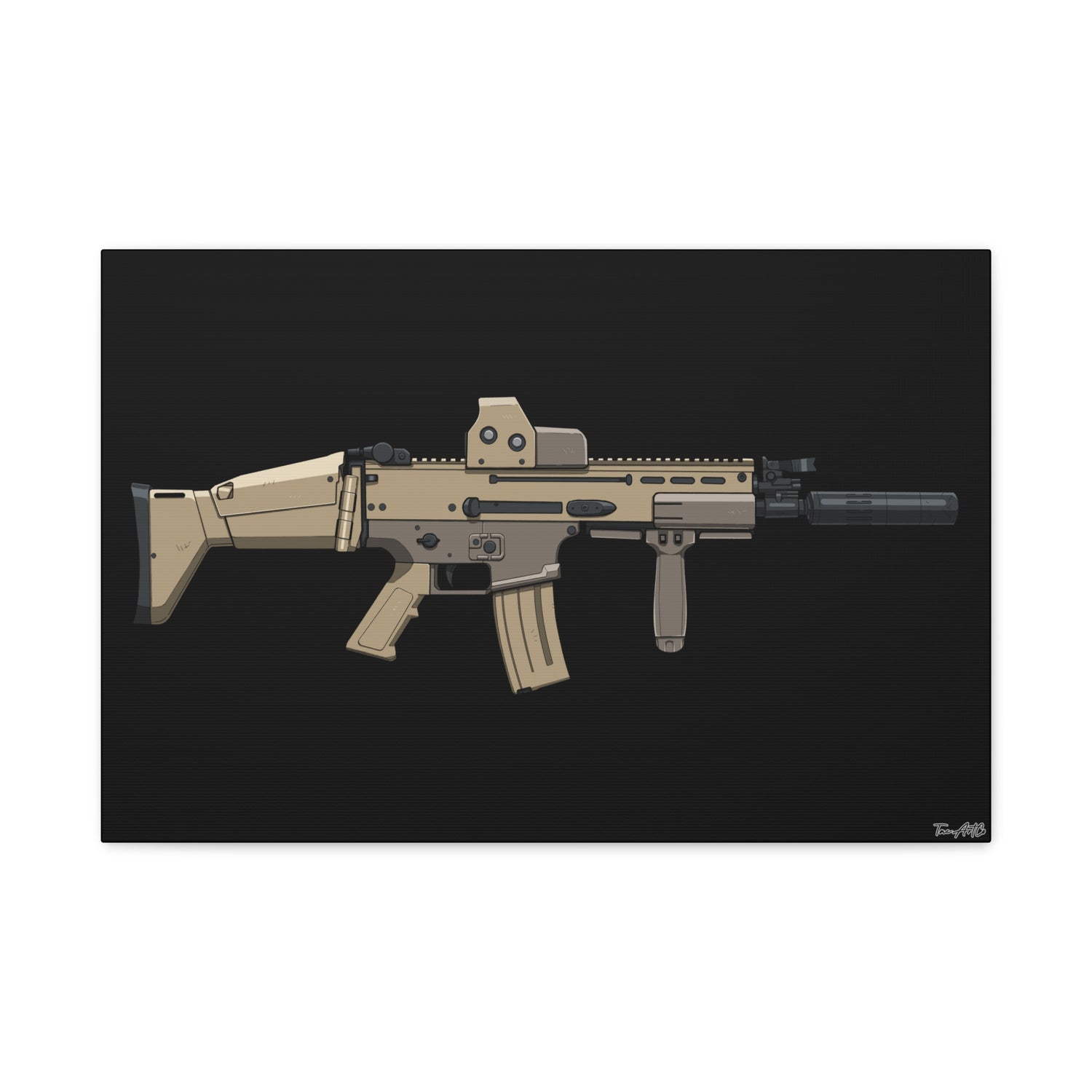 FN SCAR-L Short Barrel β Canvas Print (Black Background)