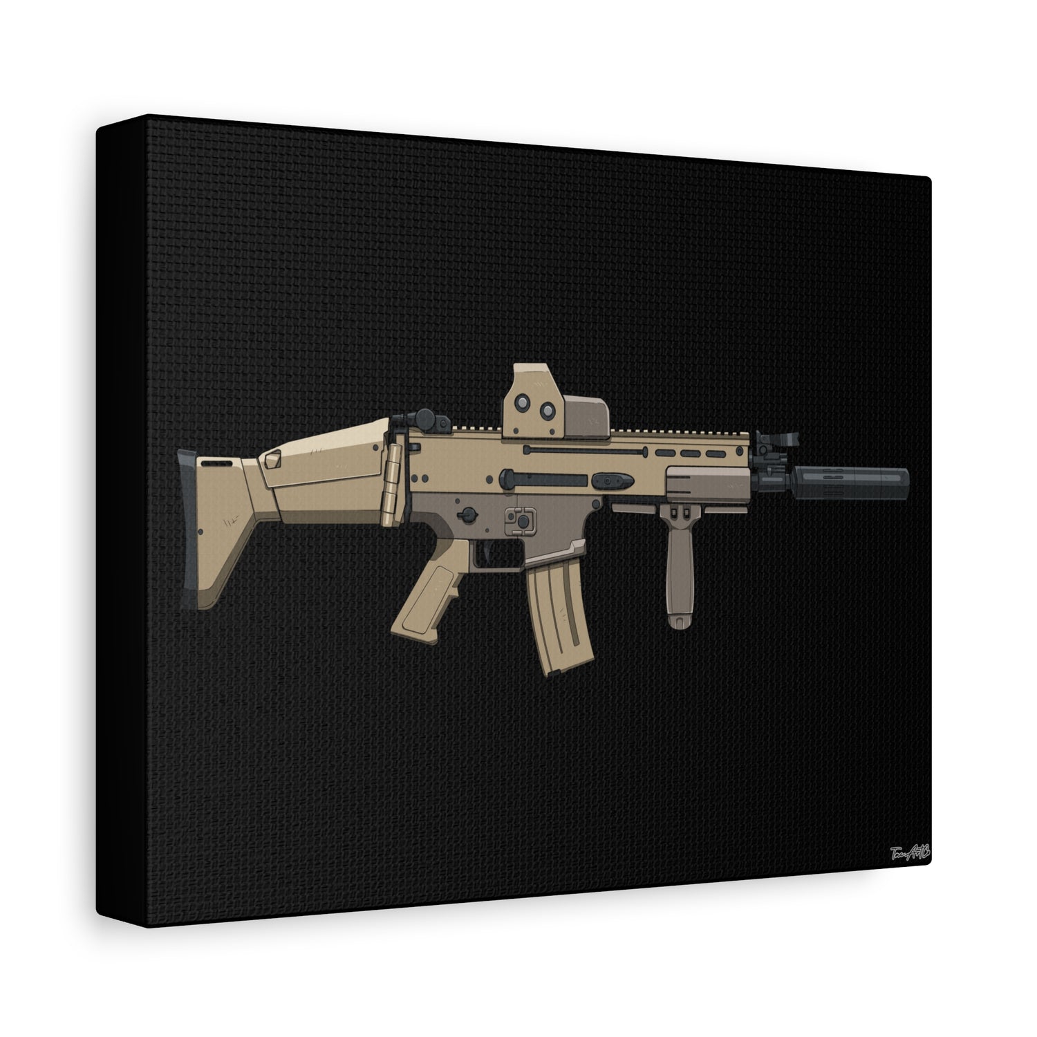 FN SCAR-L Short Barrel β Canvas Print (Black Background)