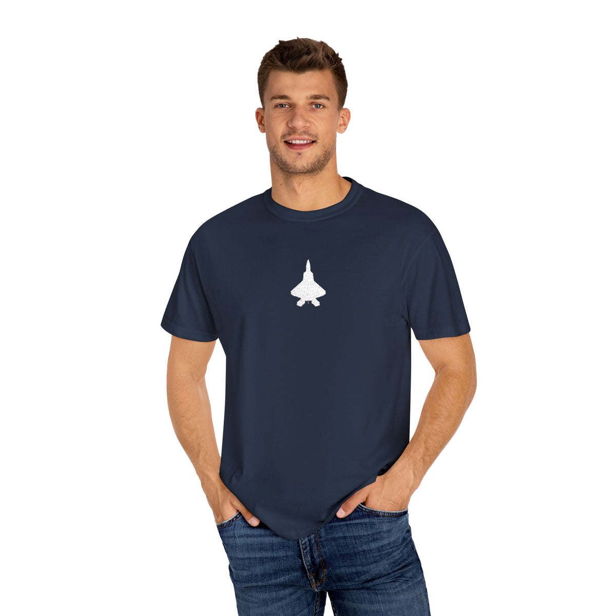 Top View F-22 Raptor Silhouette – Embroidered Tee