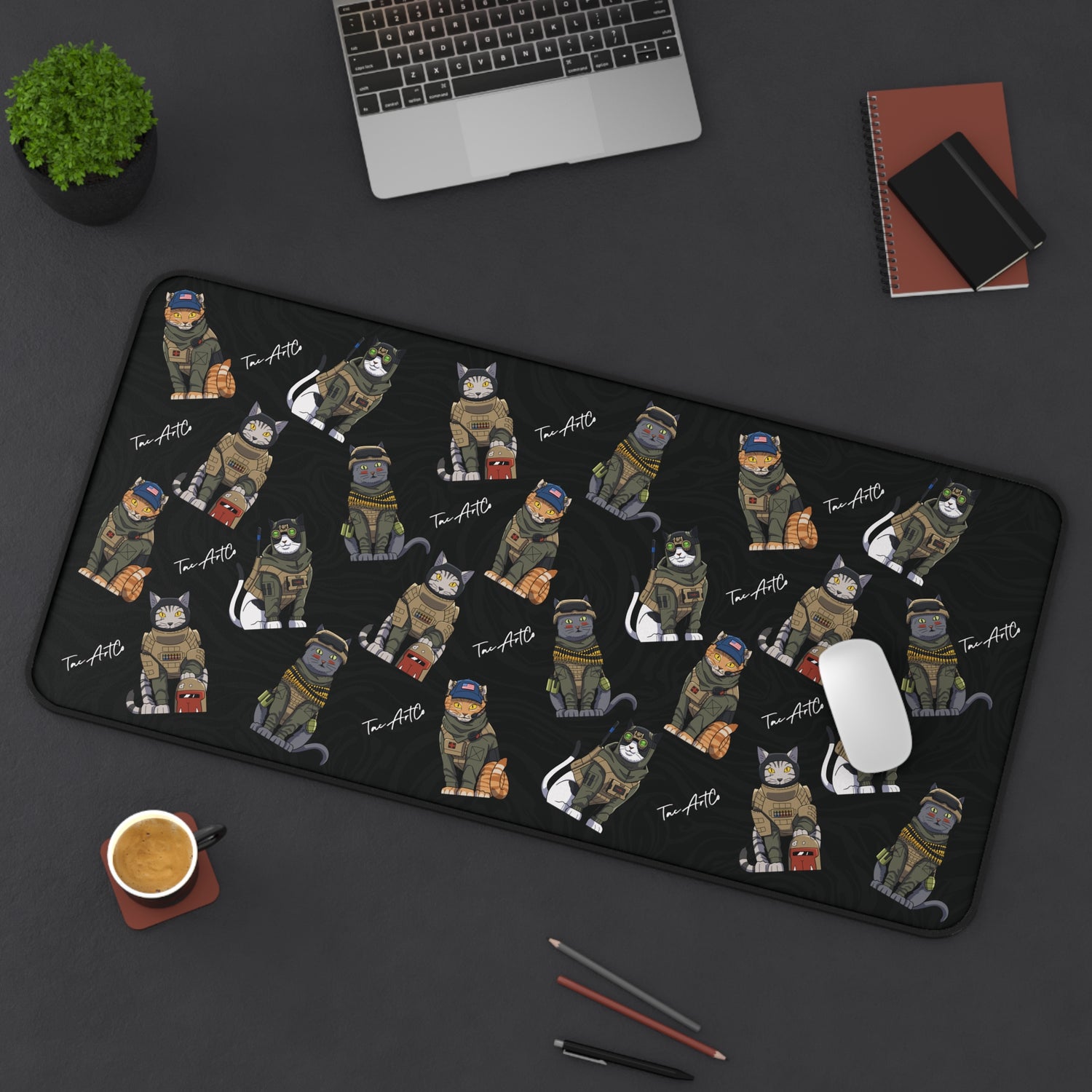 Tactical Cats Pattern - Desk Mat