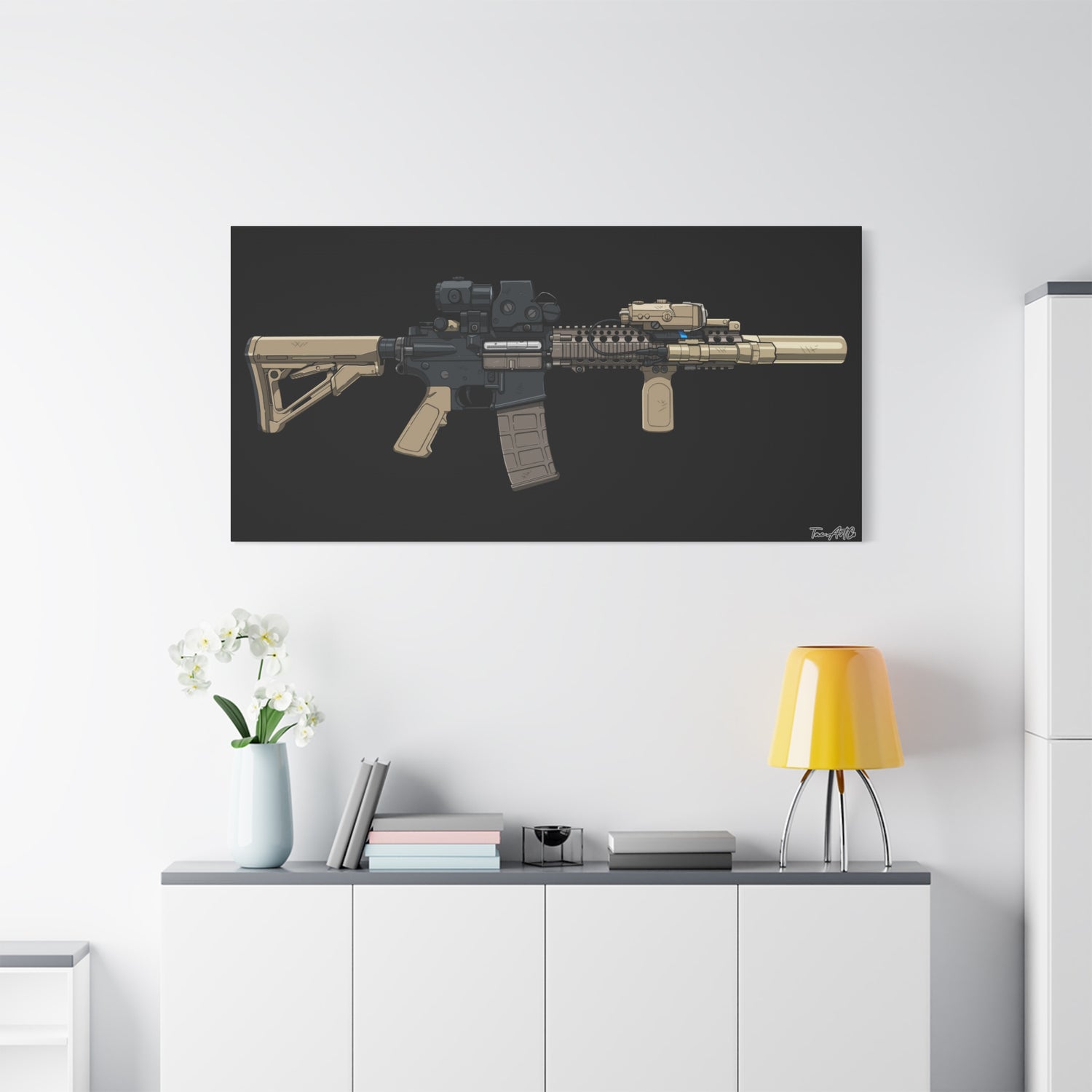 MK18 – Close Quarters King Canvas Print (Black Background)