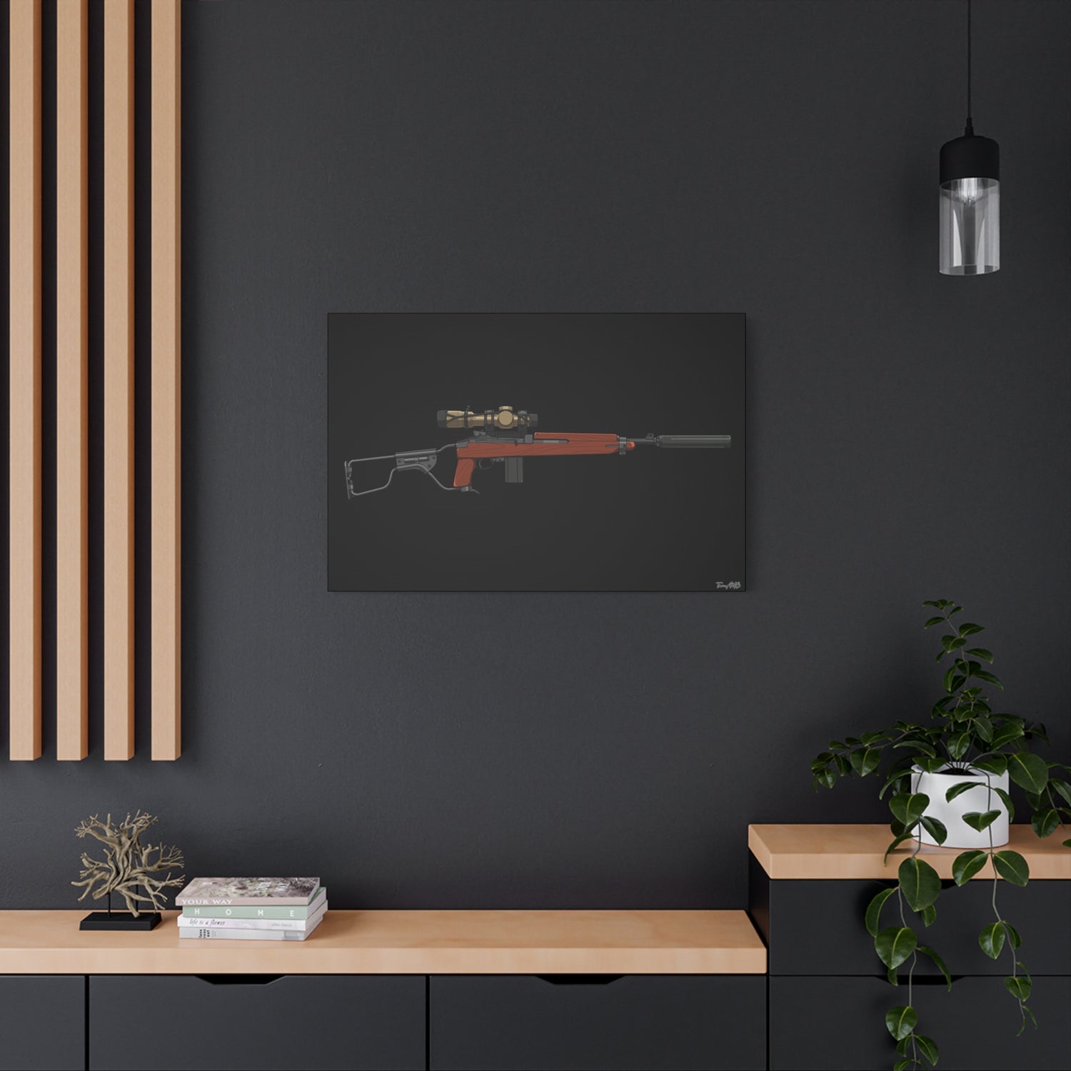 Silent Service β Suppressed M1 Carbine Canvas Print (Black Background)
