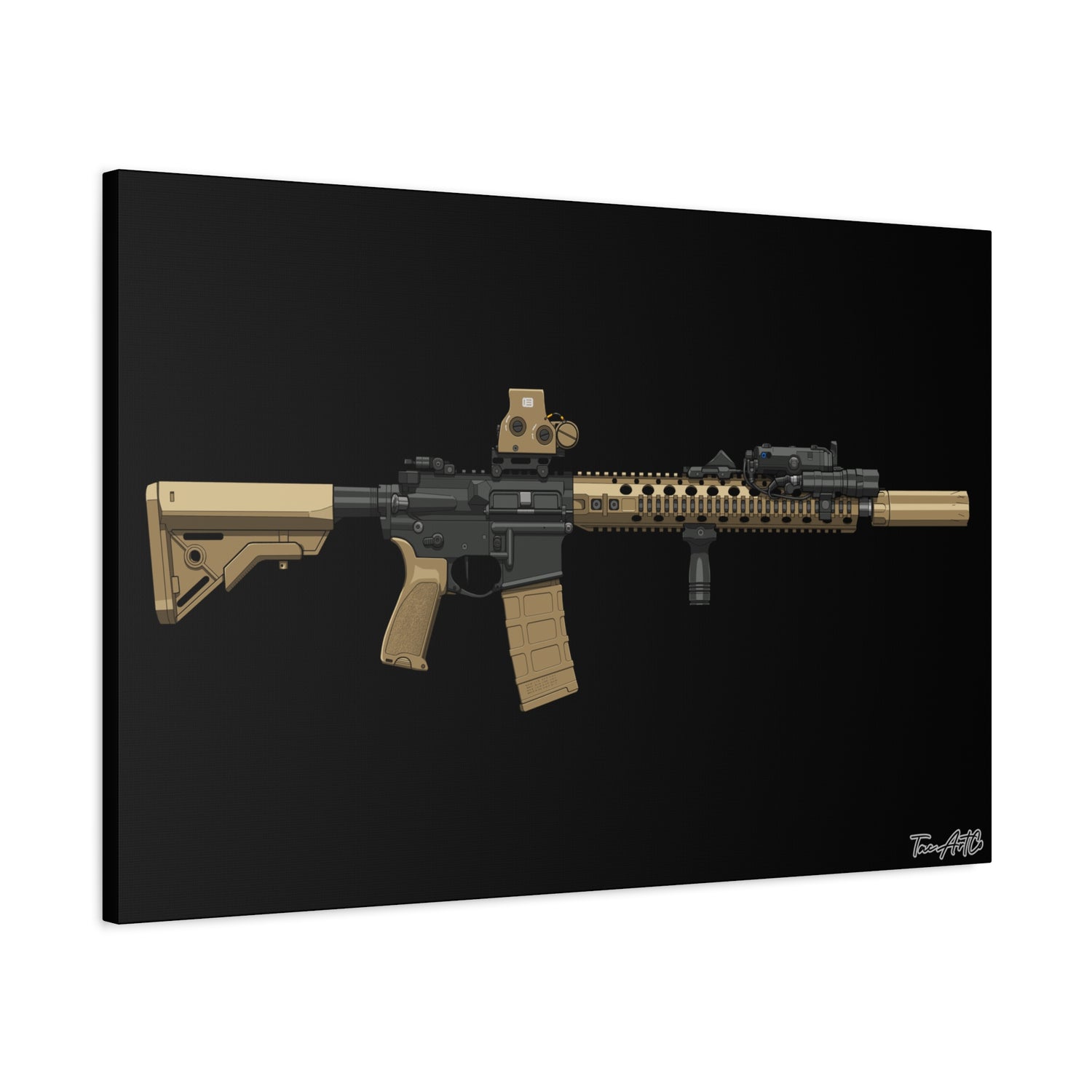 M4A1 Block II - Canvas Print (Black Background)