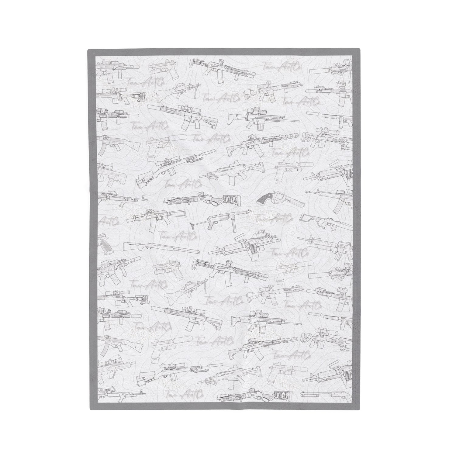 Firearm Line Art - Velveteen Plush Blanket