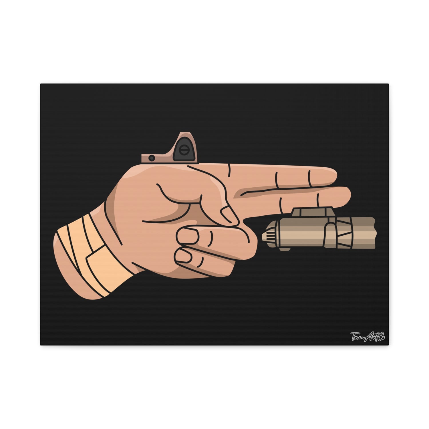 Finger Gun v1 - Canvas Print (Black Background)