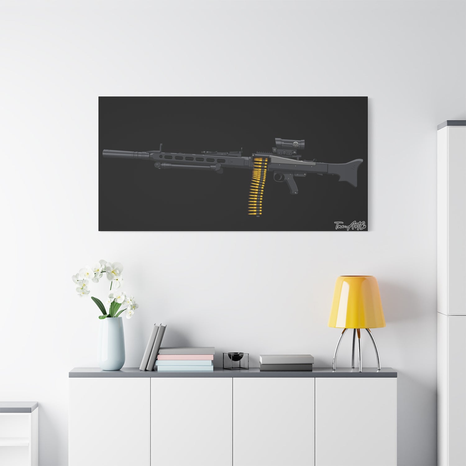 Suppressed MG42 – Canvas Print (Black Background)