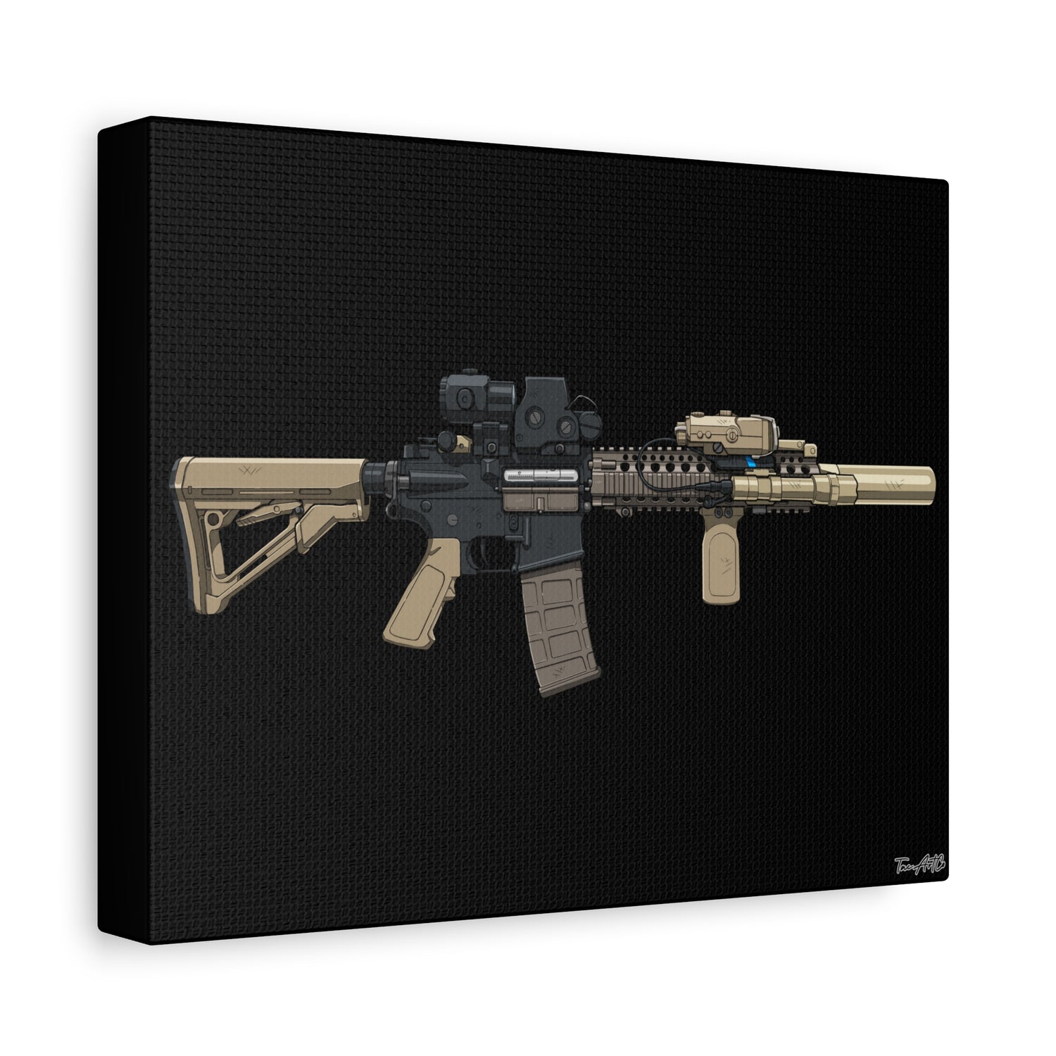 MK18 – Close Quarters King Canvas Print (Black Background)