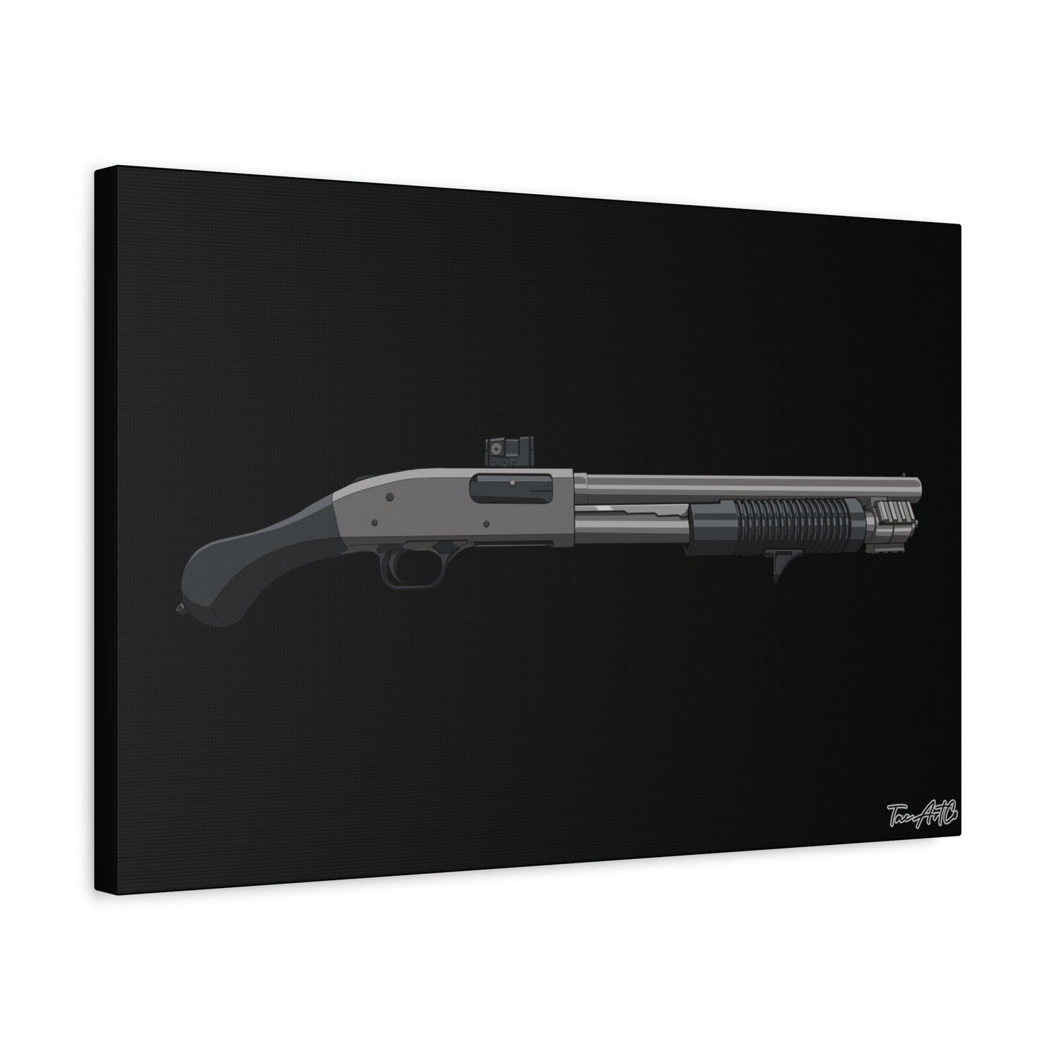 Shorty Mossberg 590A1 – Canvas Print (Black Background)