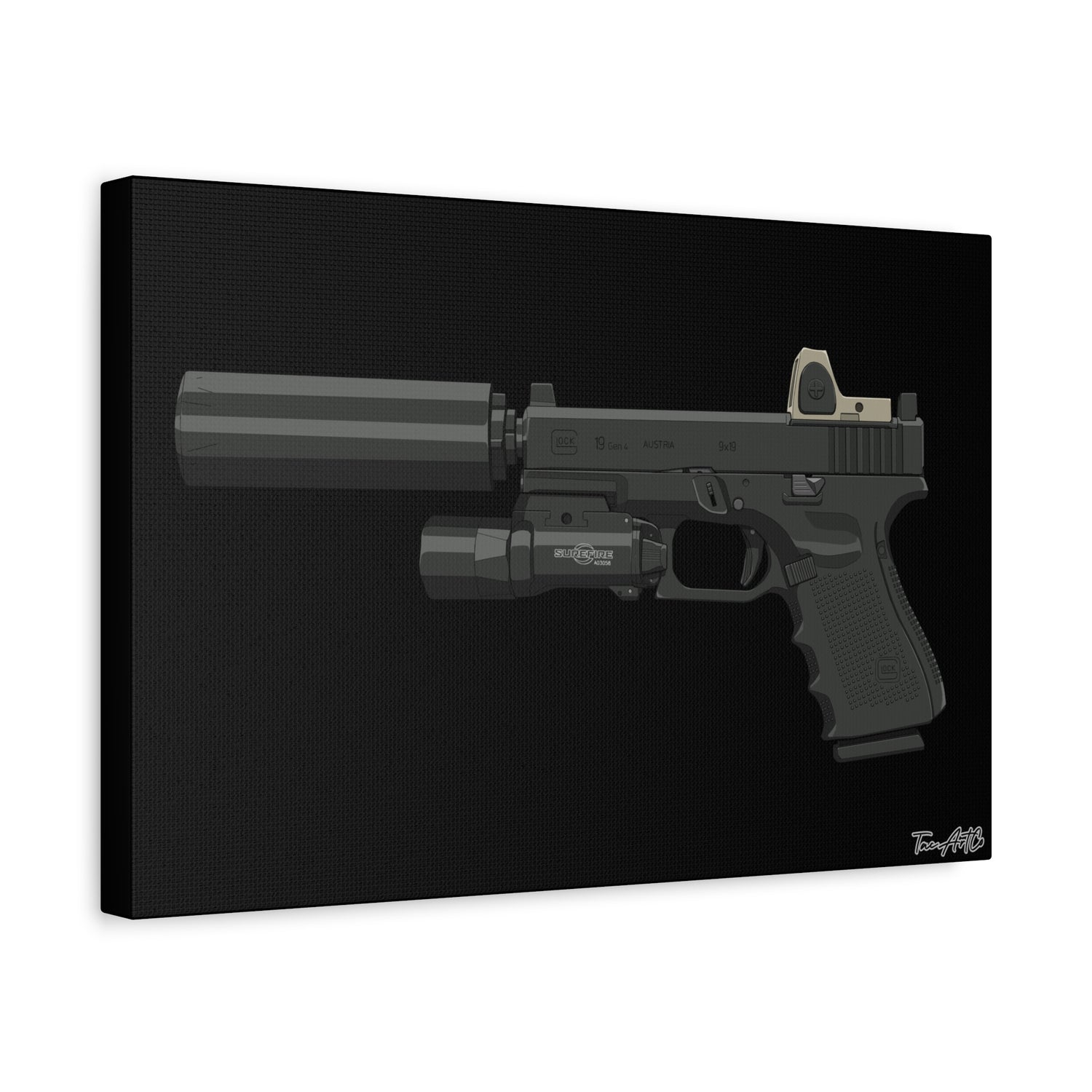MK27 Mod 0 (Glock) - Canvas Print (Black Background)