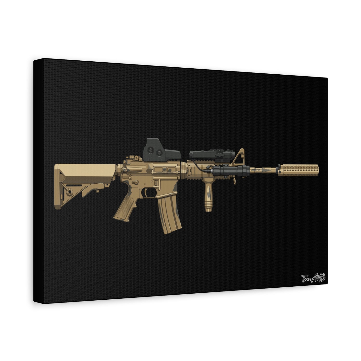 M4A1 Block 1 (Mod1) - Canvas Print (Black Background)