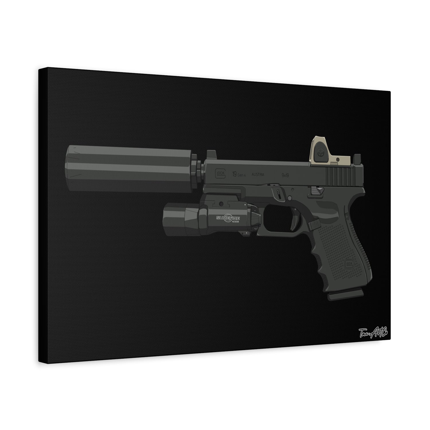 MK27 Mod 0 (Glock) - Canvas Print (Black Background)