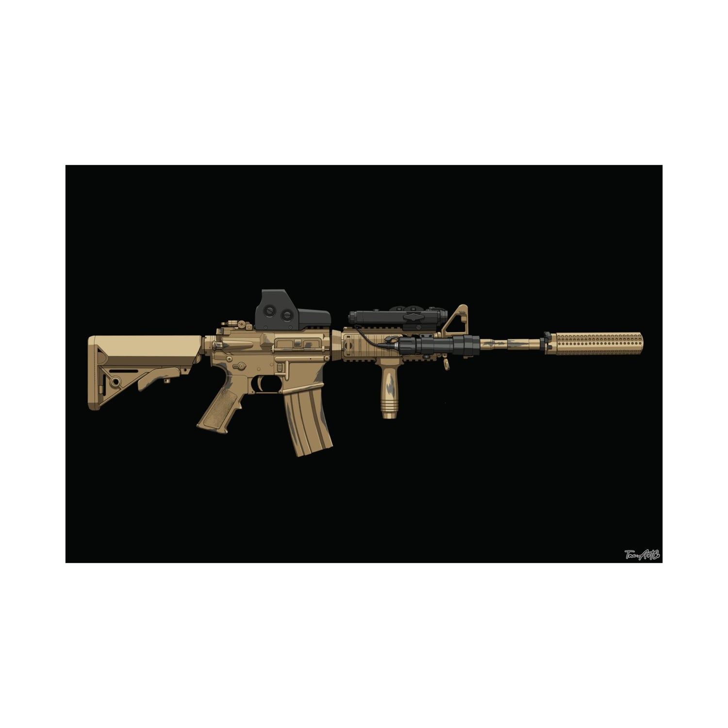 M4A1 Block I - Matte Poster (Black Background)