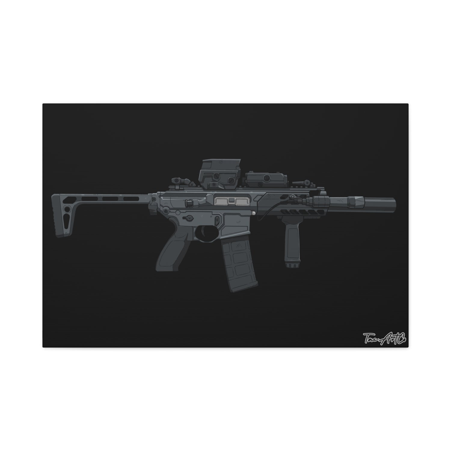 SIG MCX β Compact Rifle Canvas Print (Black Background)