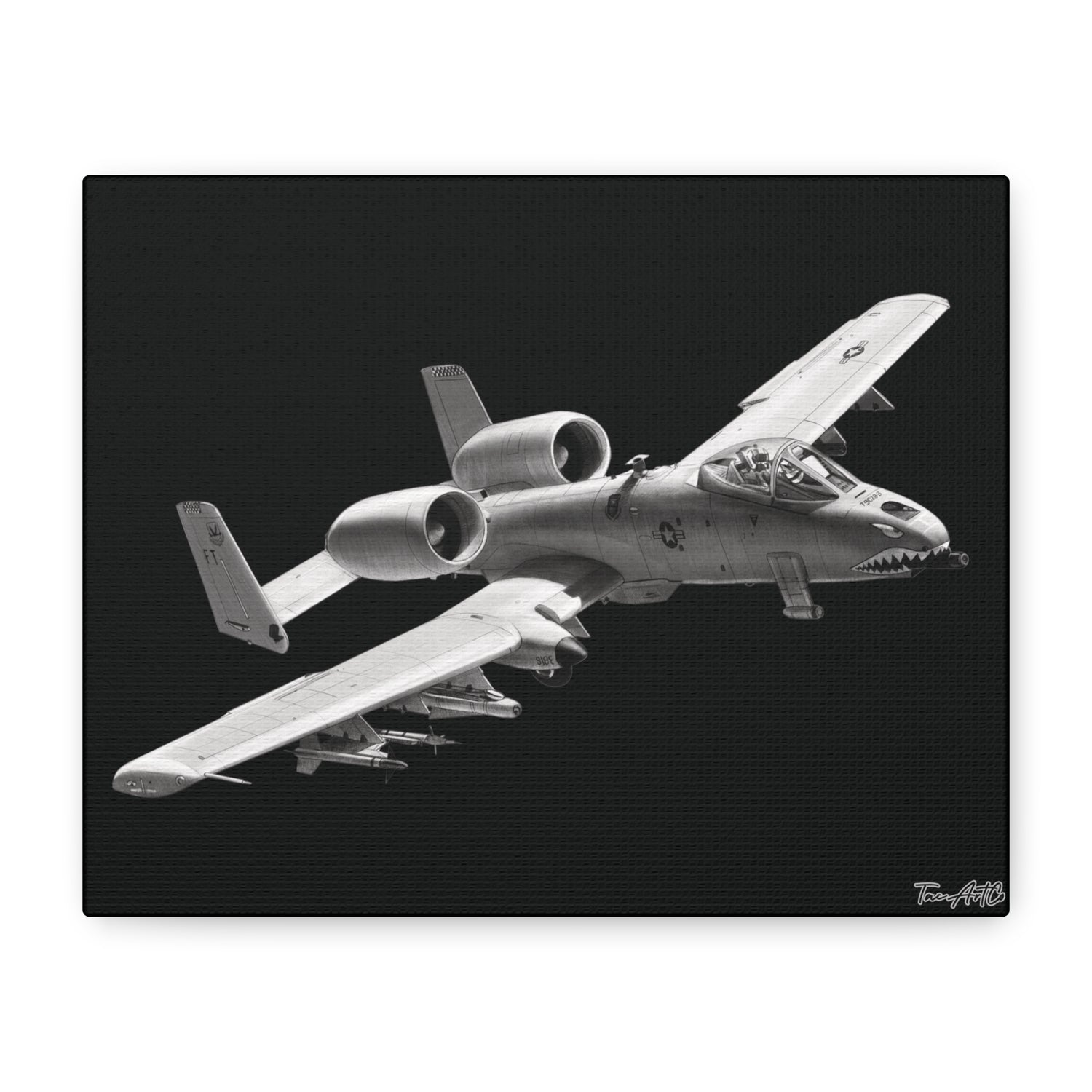 A-10 Warthog – Canvas Print (Black Background)