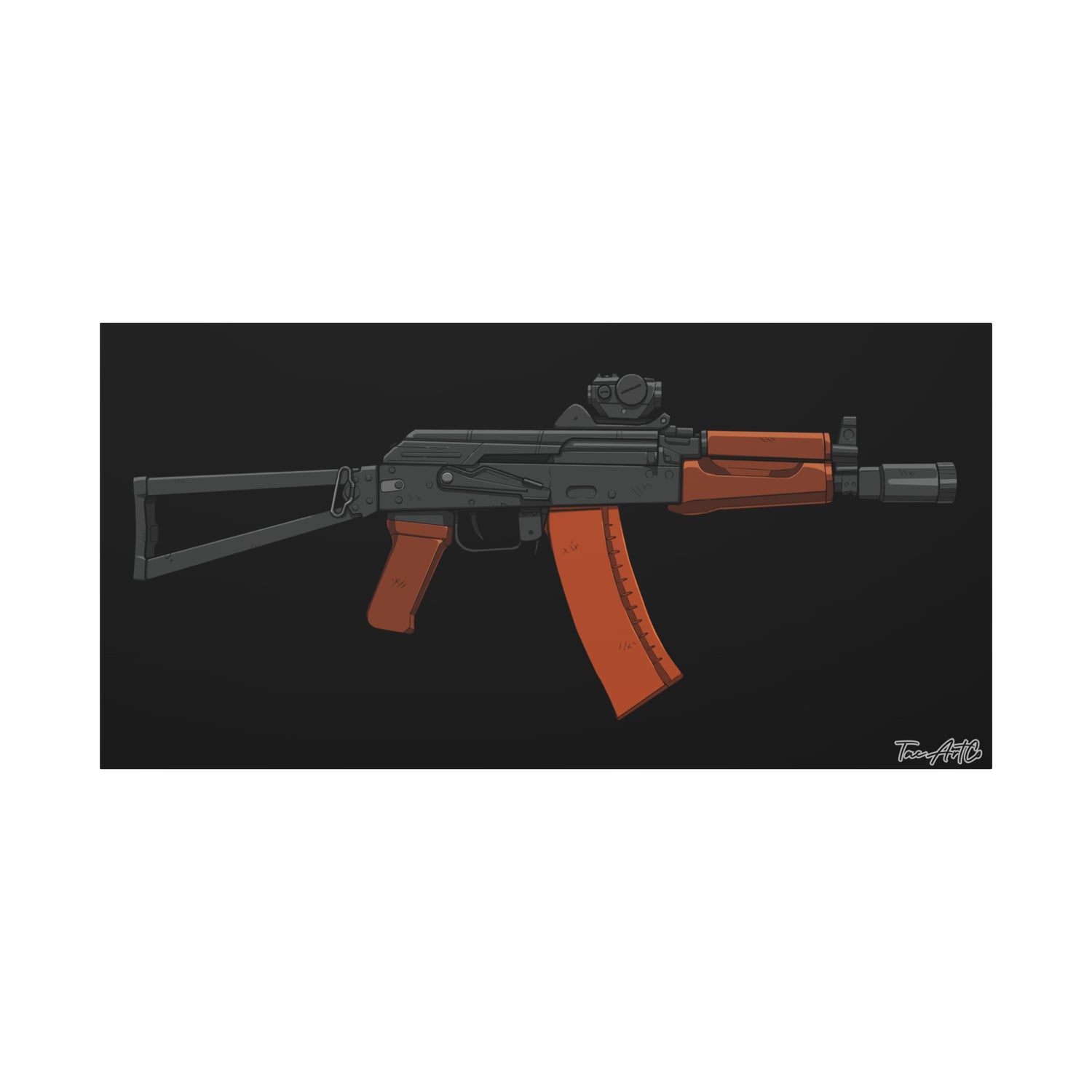 AKS-74U Krinkov – Shorty AK Rifle Canvas Print (Black Background)