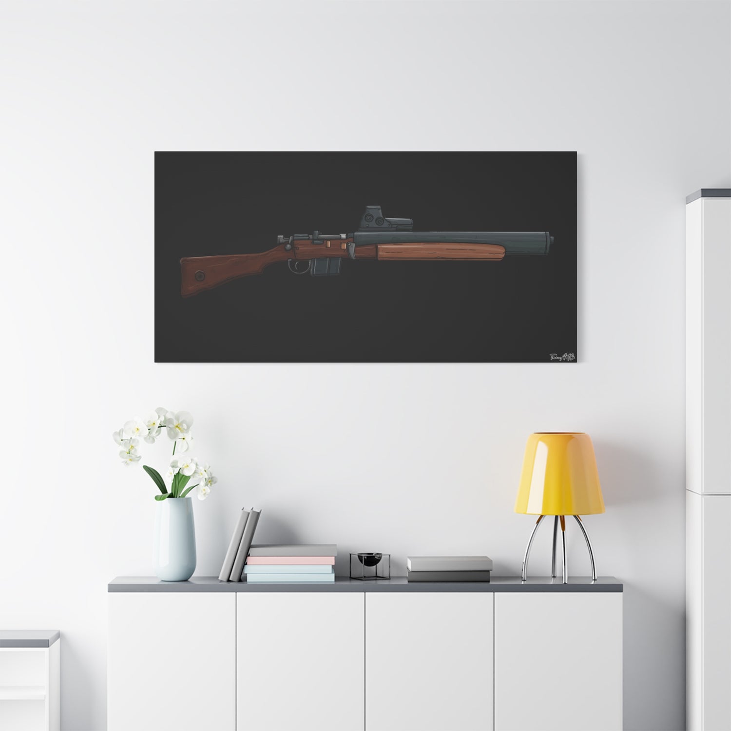 De Lisle Carbine β Suppressed Rifle Canvas Print (Black Background)