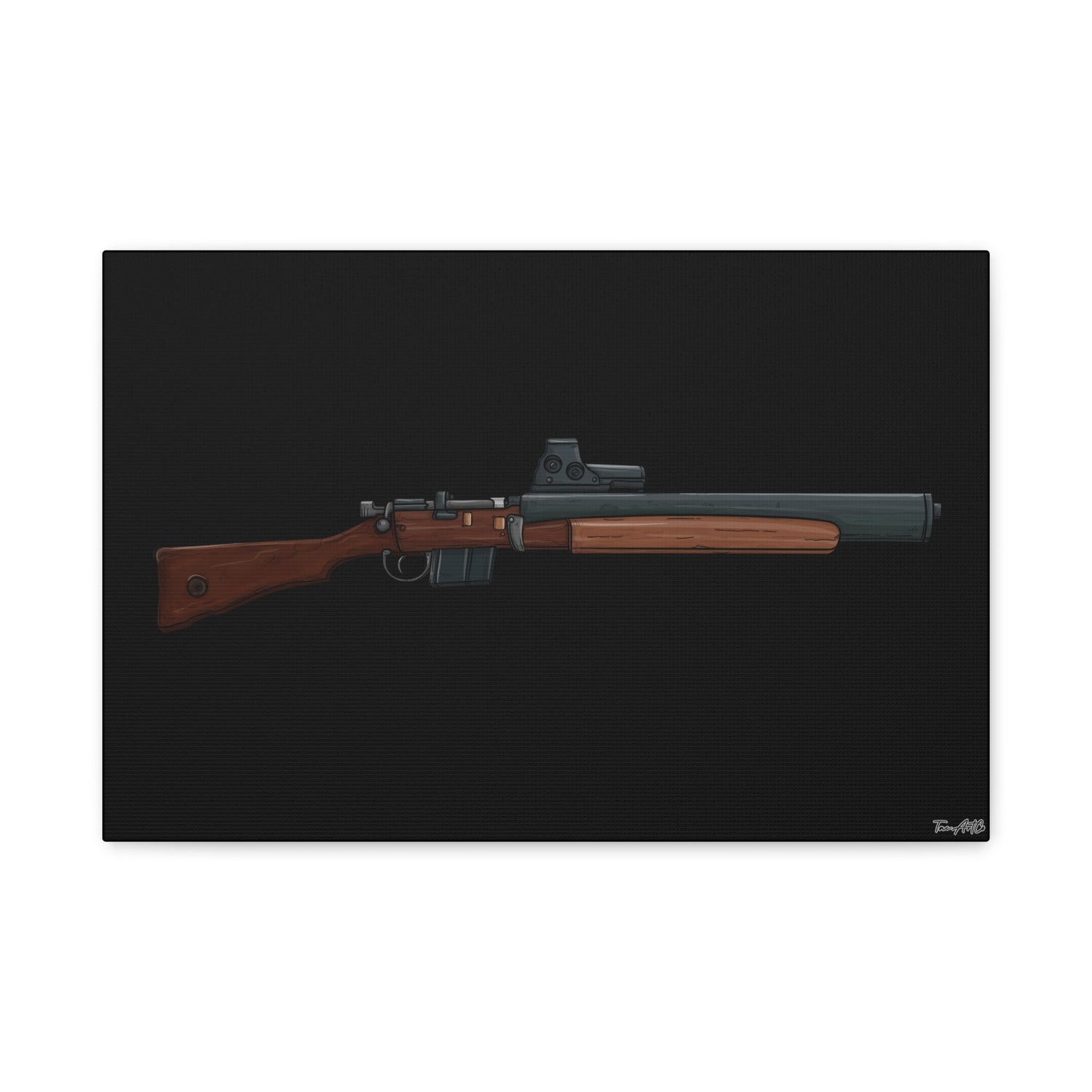 De Lisle Carbine β Suppressed Rifle Canvas Print (Black Background)