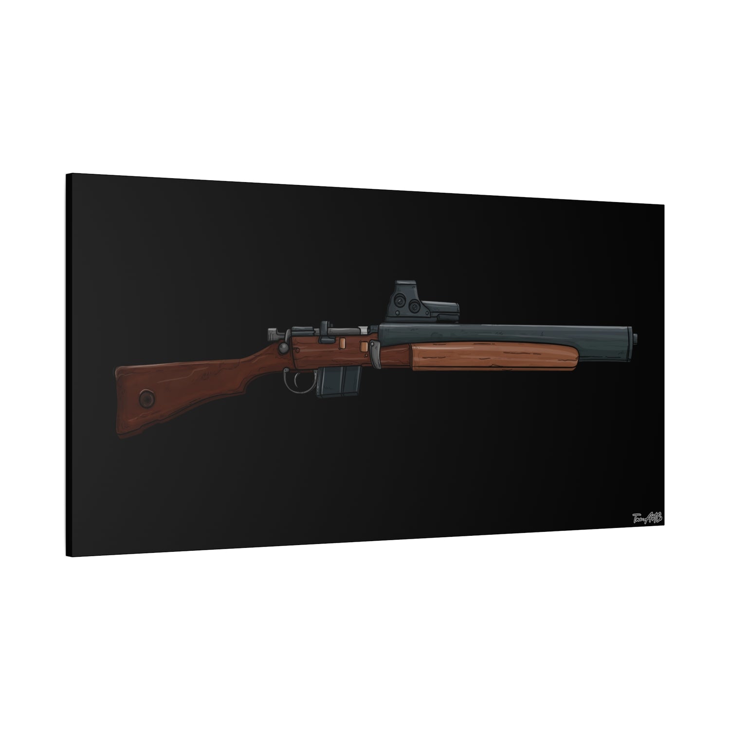 De Lisle Carbine β Suppressed Rifle Canvas Print (Black Background)