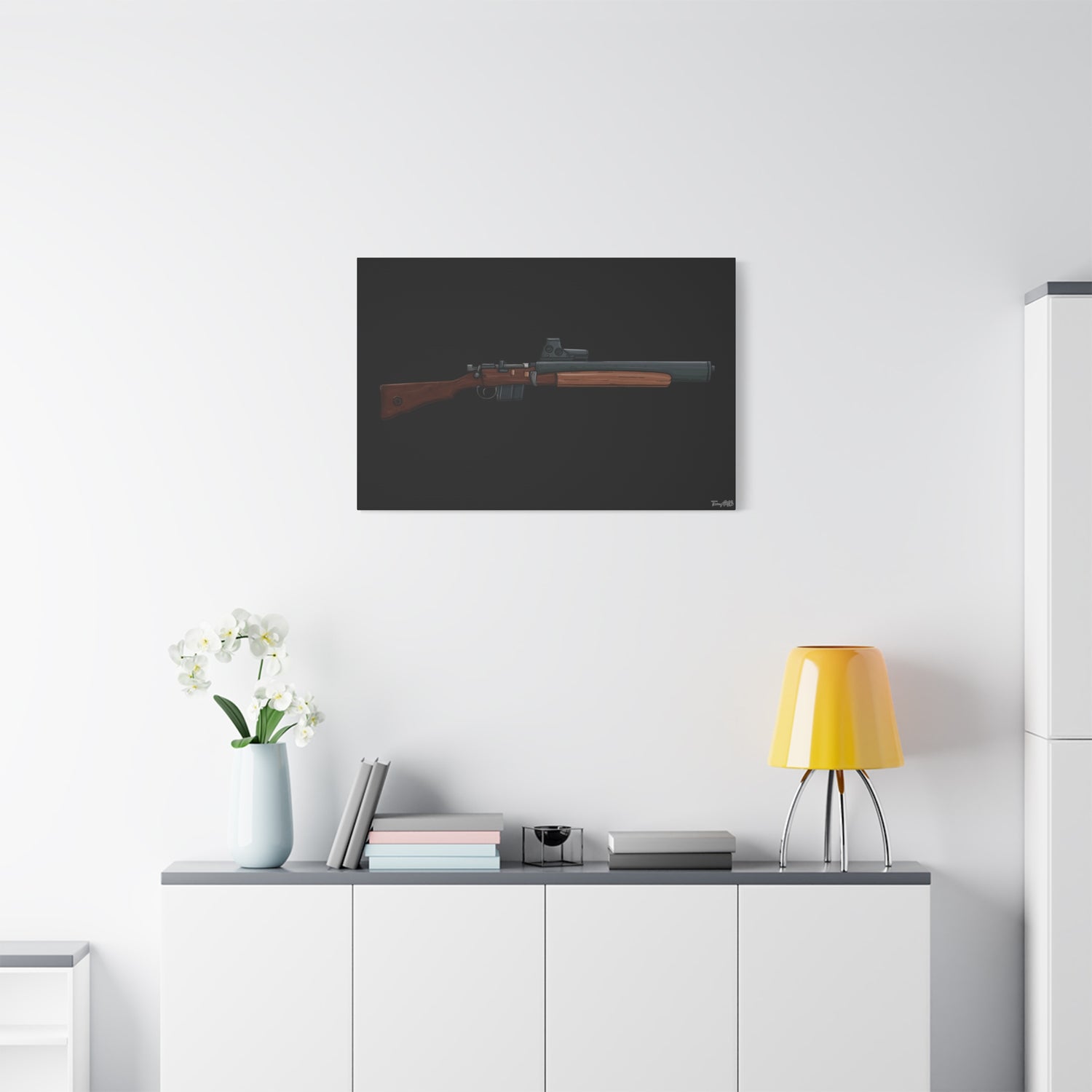 De Lisle Carbine β Suppressed Rifle Canvas Print (Black Background)