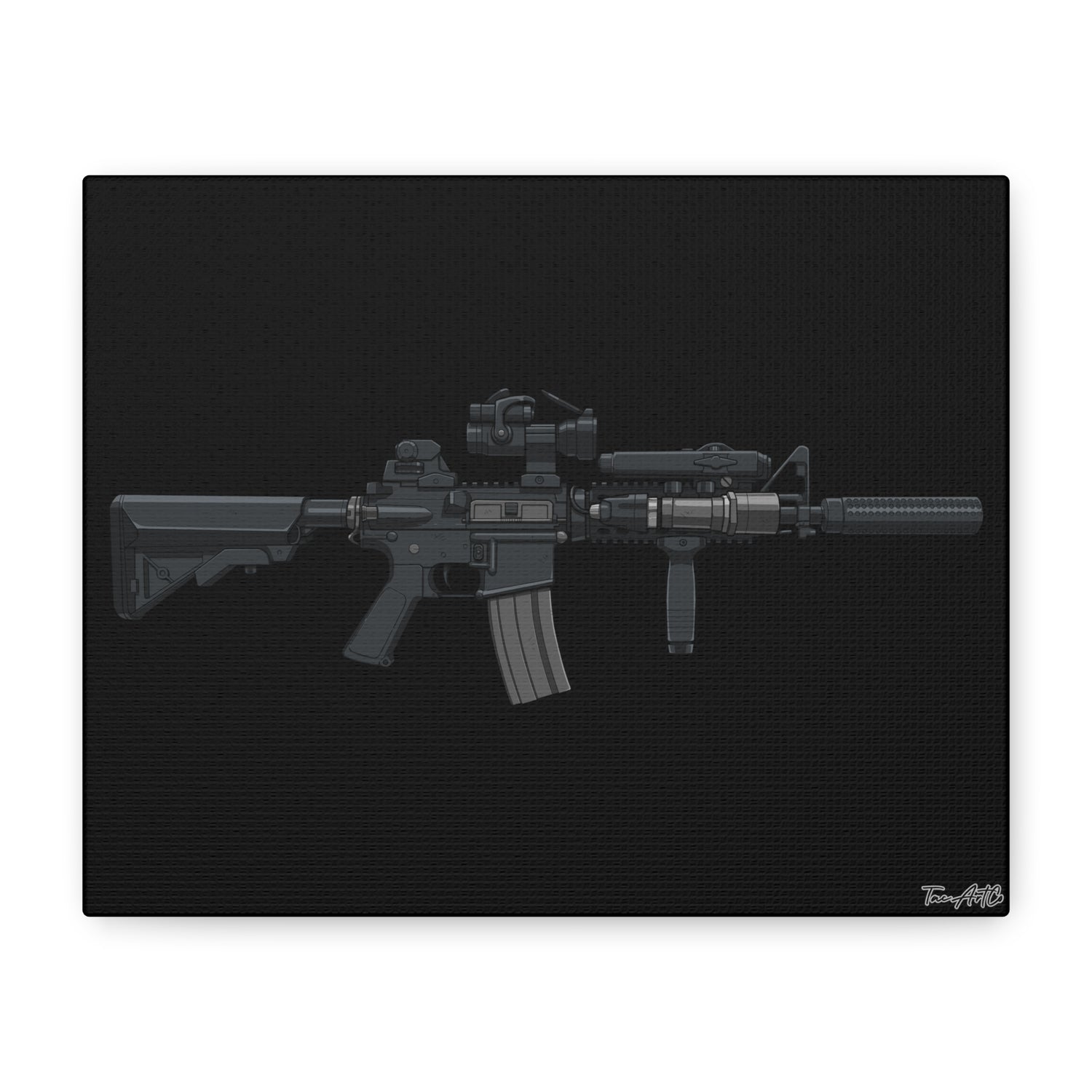 MK18 Mod 0 – CQBR Canvas Print (Black Background)