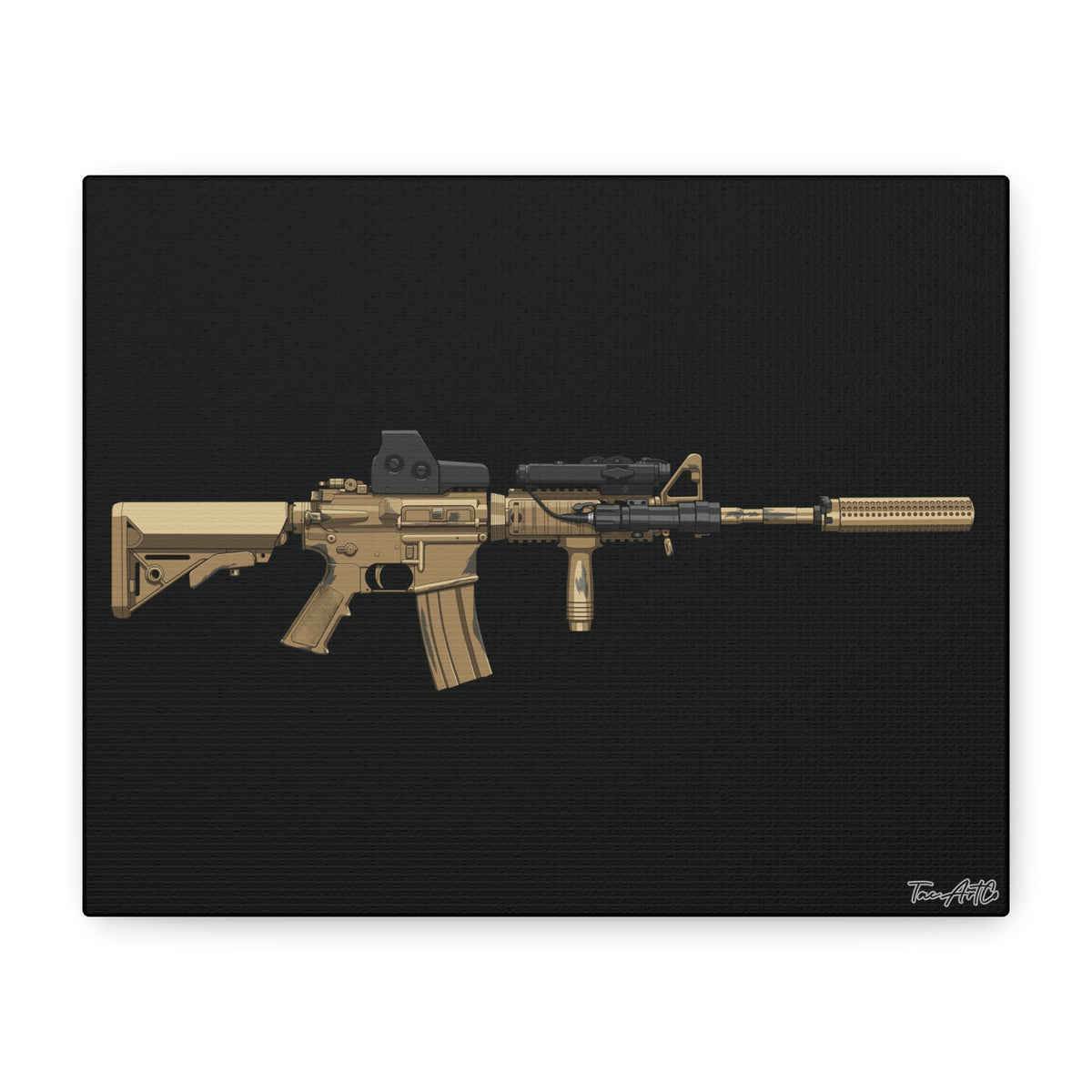 M4A1 Block I (Mod1) - Canvas Print (Black Background)