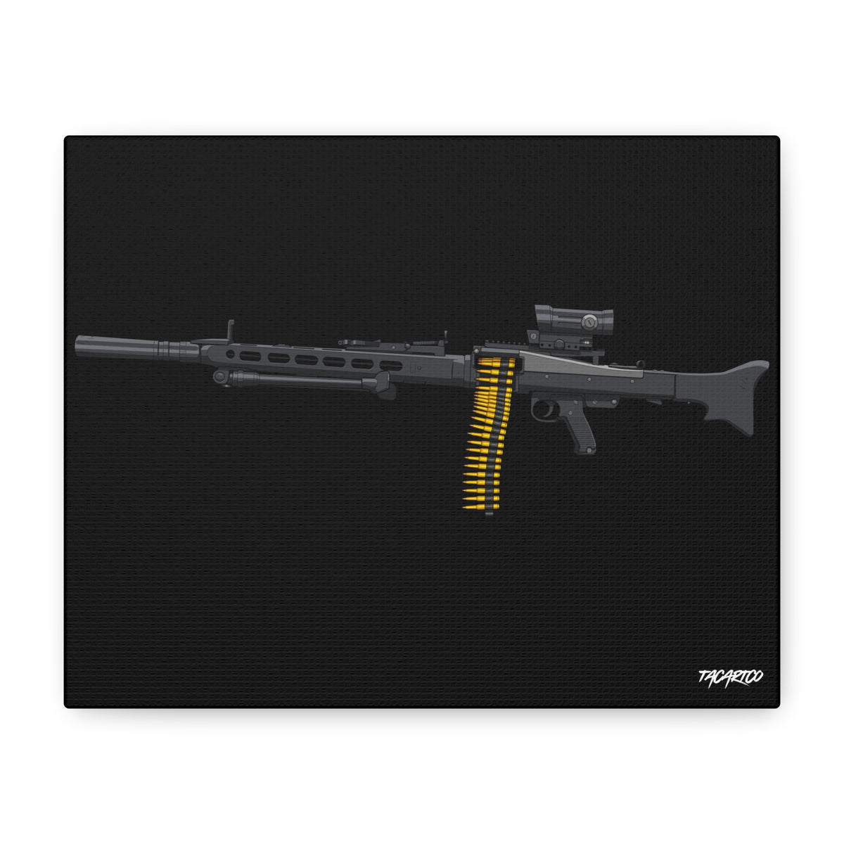 Suppressed MG42 - Canvas Print (Black Background)