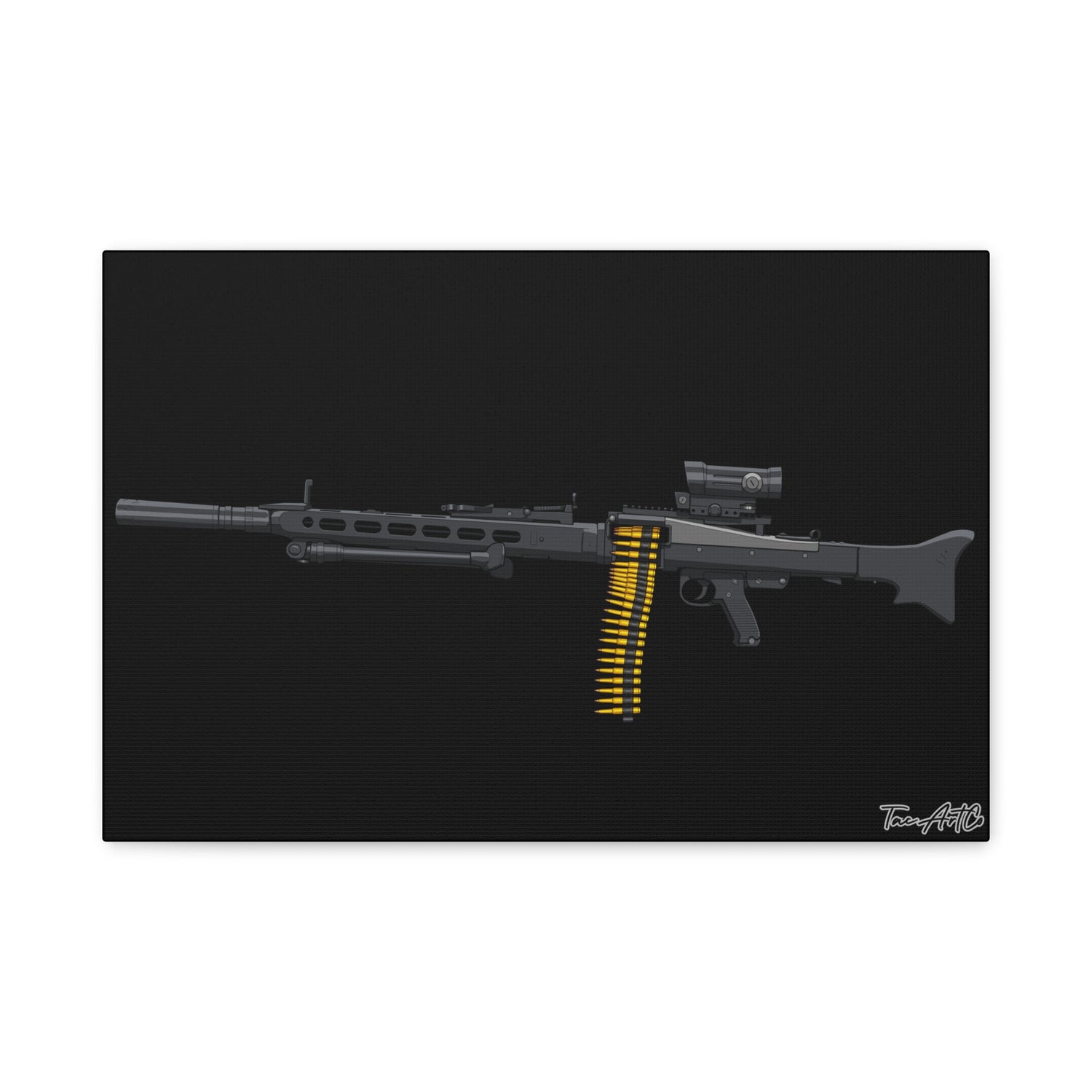 Suppressed MG42 – Canvas Print (Black Background)