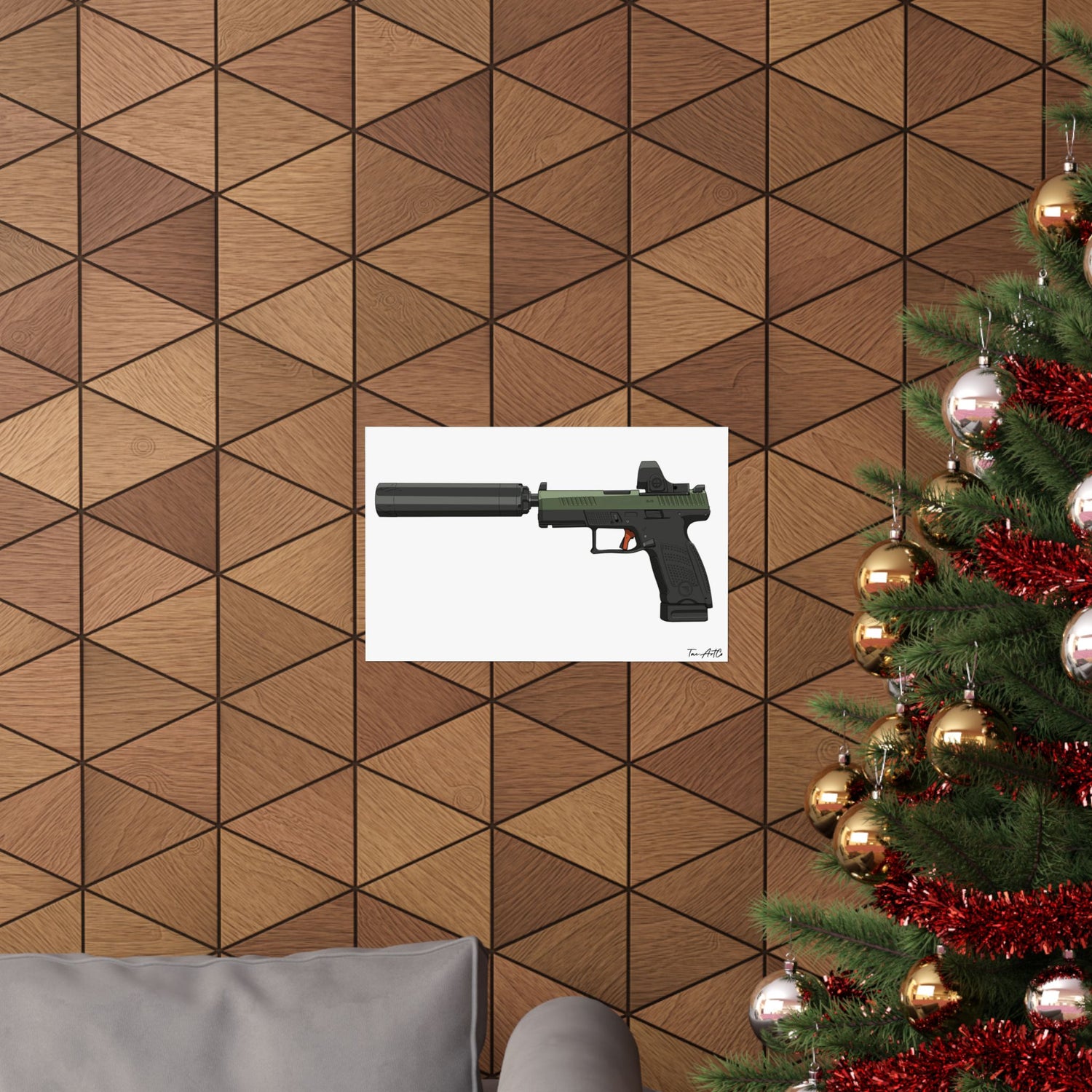 CZ P-10C Gun Poster | Modern Striker-Fired Pistol Print | Tactical Wall Decor