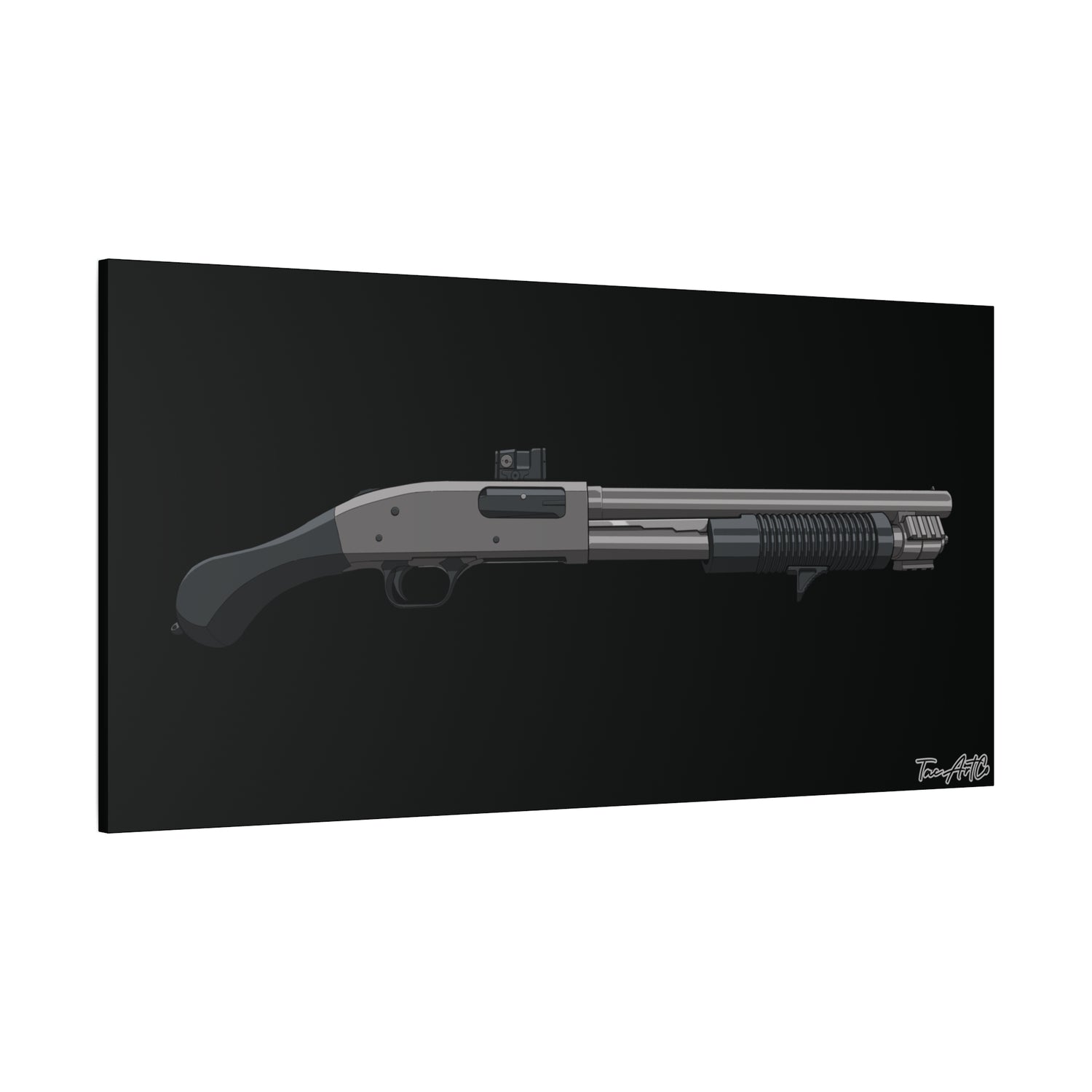 Shorty Mossberg 590A1 – Canvas Print (Black Background)