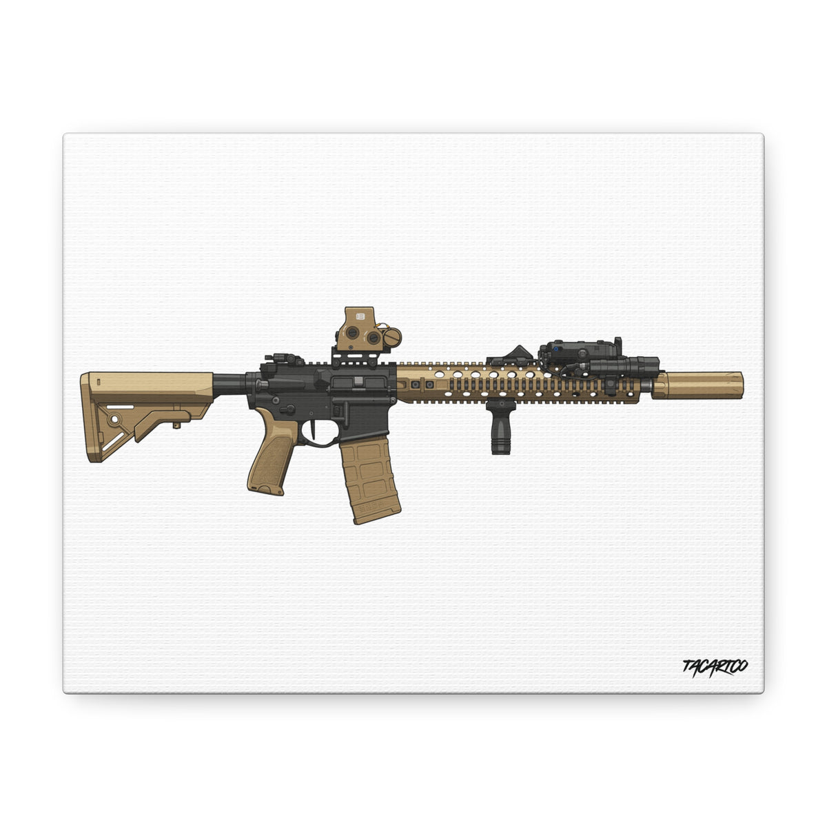 M4A1 Block II - Canvas Print (White Background)