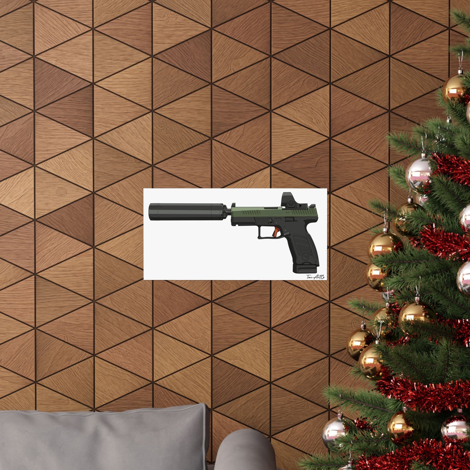 CZ P-10C Gun Poster | Modern Striker-Fired Pistol Print | Tactical Wall Decor