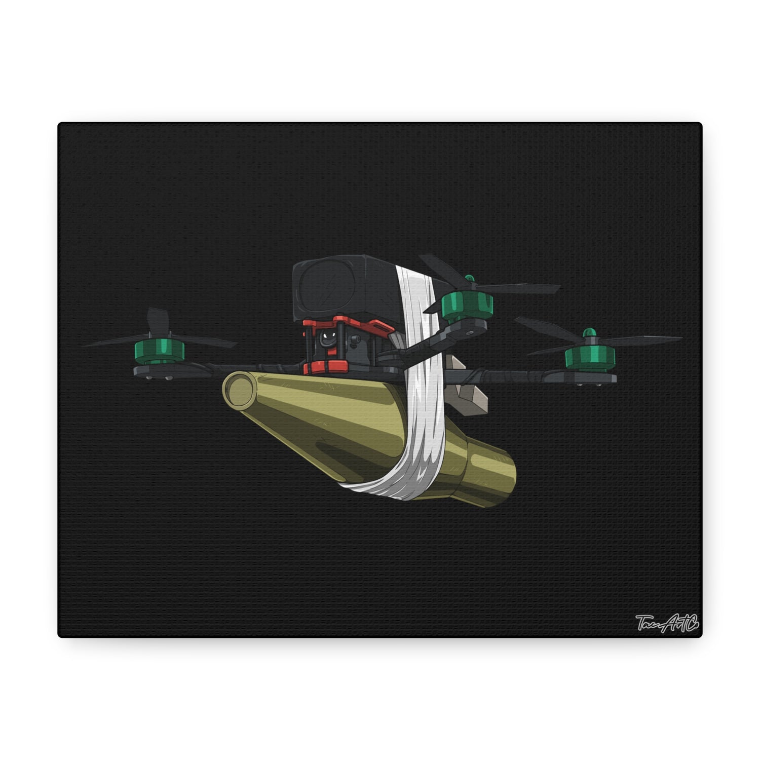 FPV Kamikaze Drone – Canvas Print (Black Background)