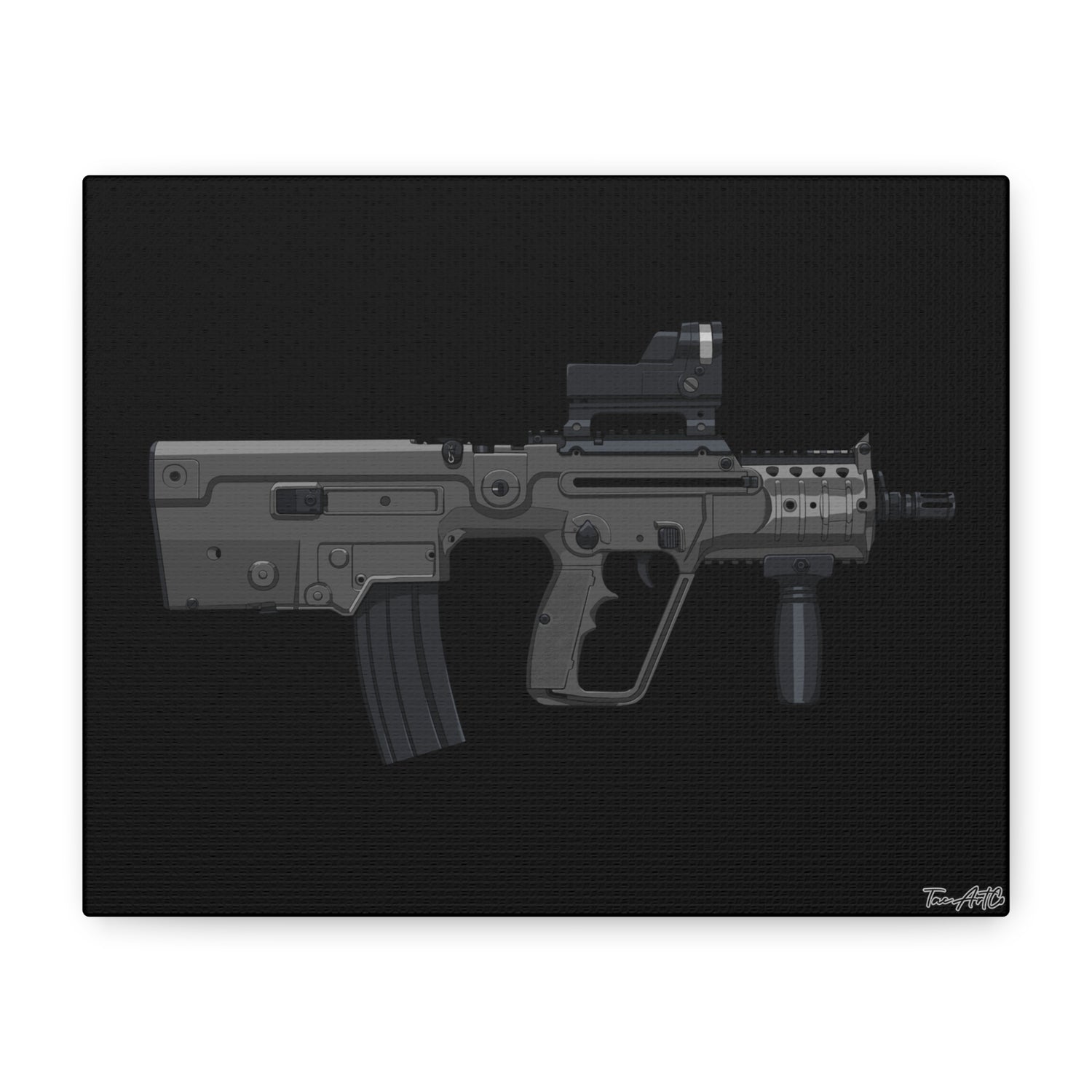 IWI X95 – Tavor Bullpup Canvas Print (Black Background)