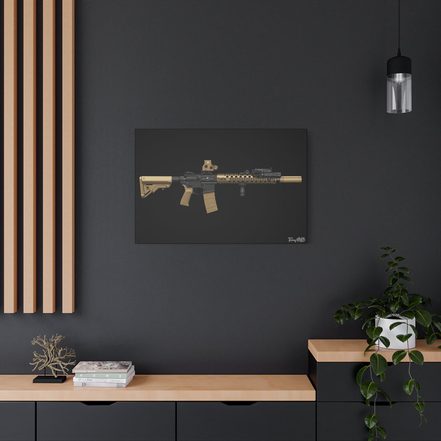 M4A1 Block II - Canvas Print (Black Background)