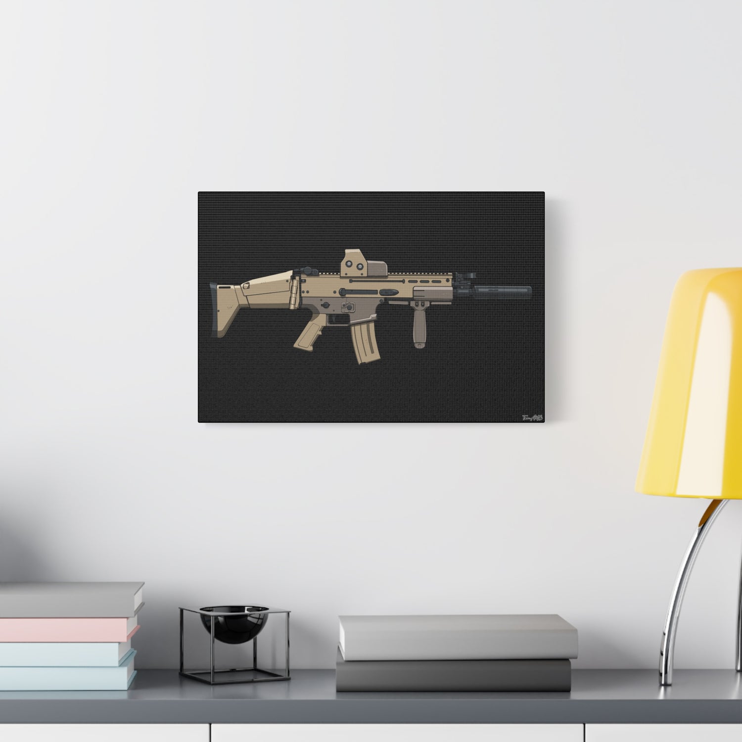 FN SCAR-L Short Barrel β Canvas Print (Black Background)