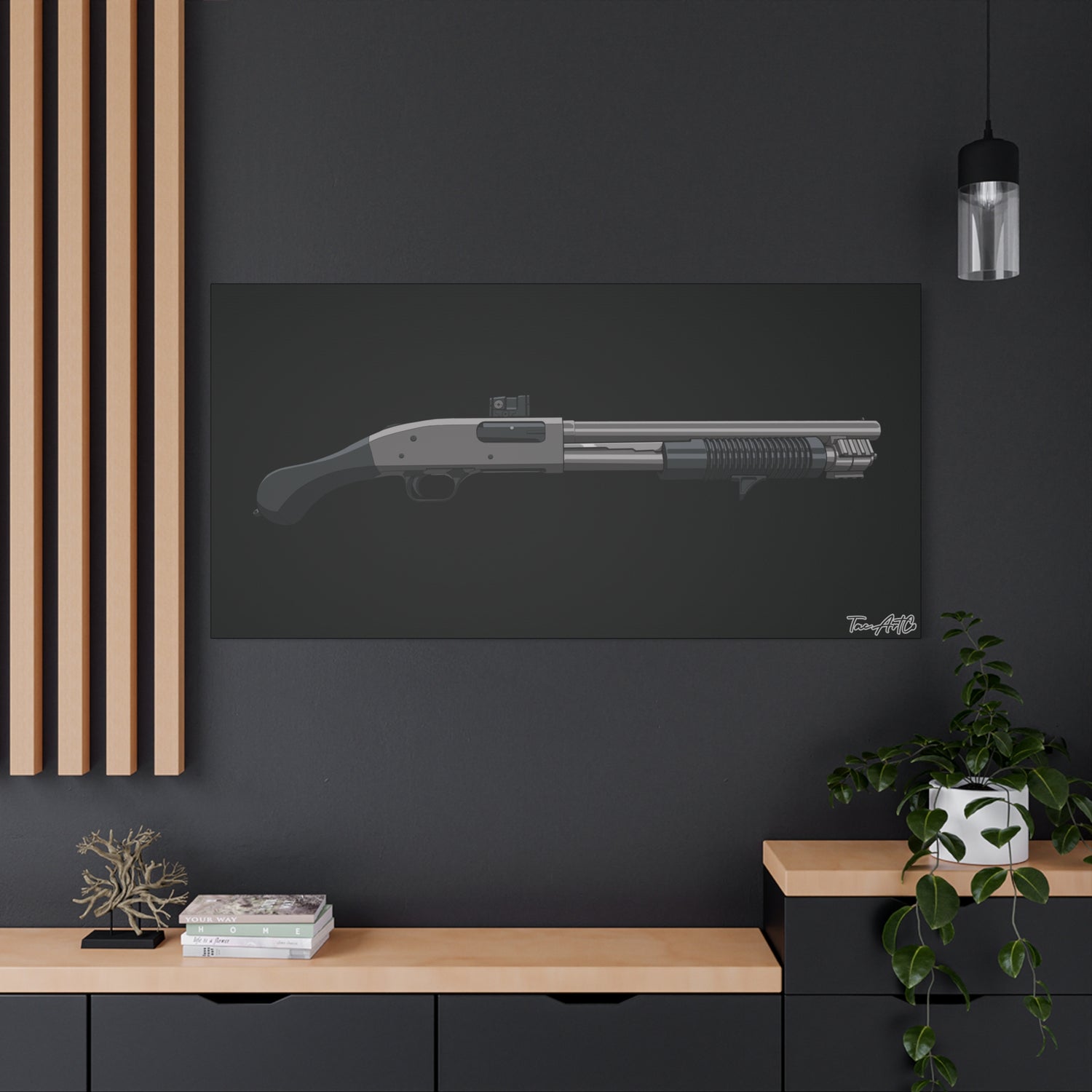 Shorty Mossberg 590A1 – Canvas Print (Black Background)