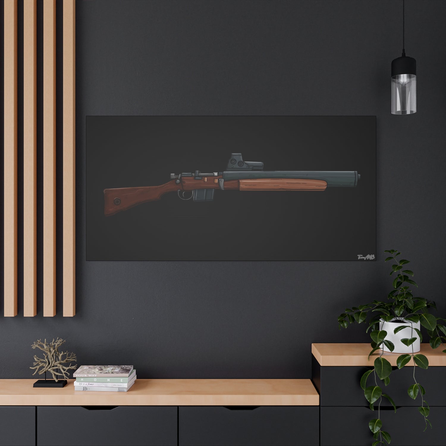 De Lisle Carbine β Suppressed Rifle Canvas Print (Black Background)