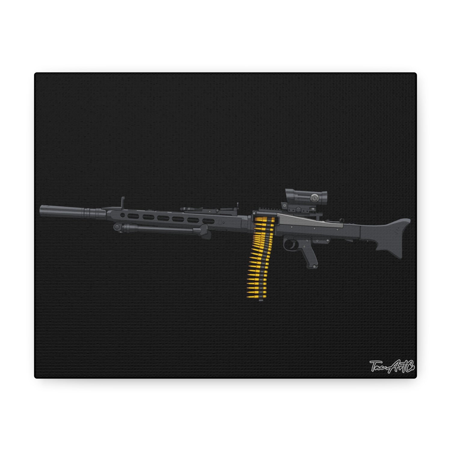 Suppressed MG42 – Canvas Print (Black Background)