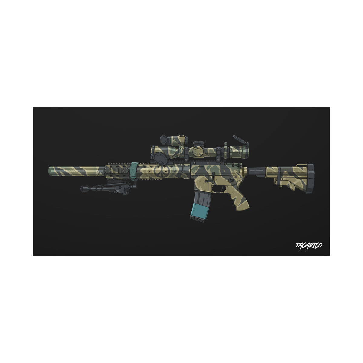 Tiger Stripe AR-15 - Canvas Print (Black Background)