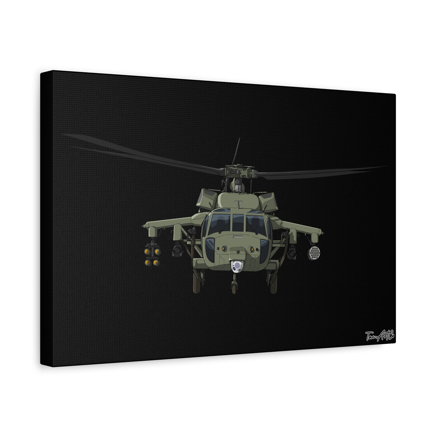 Black Hawk Helicopter – Canvas Print (Black Background)