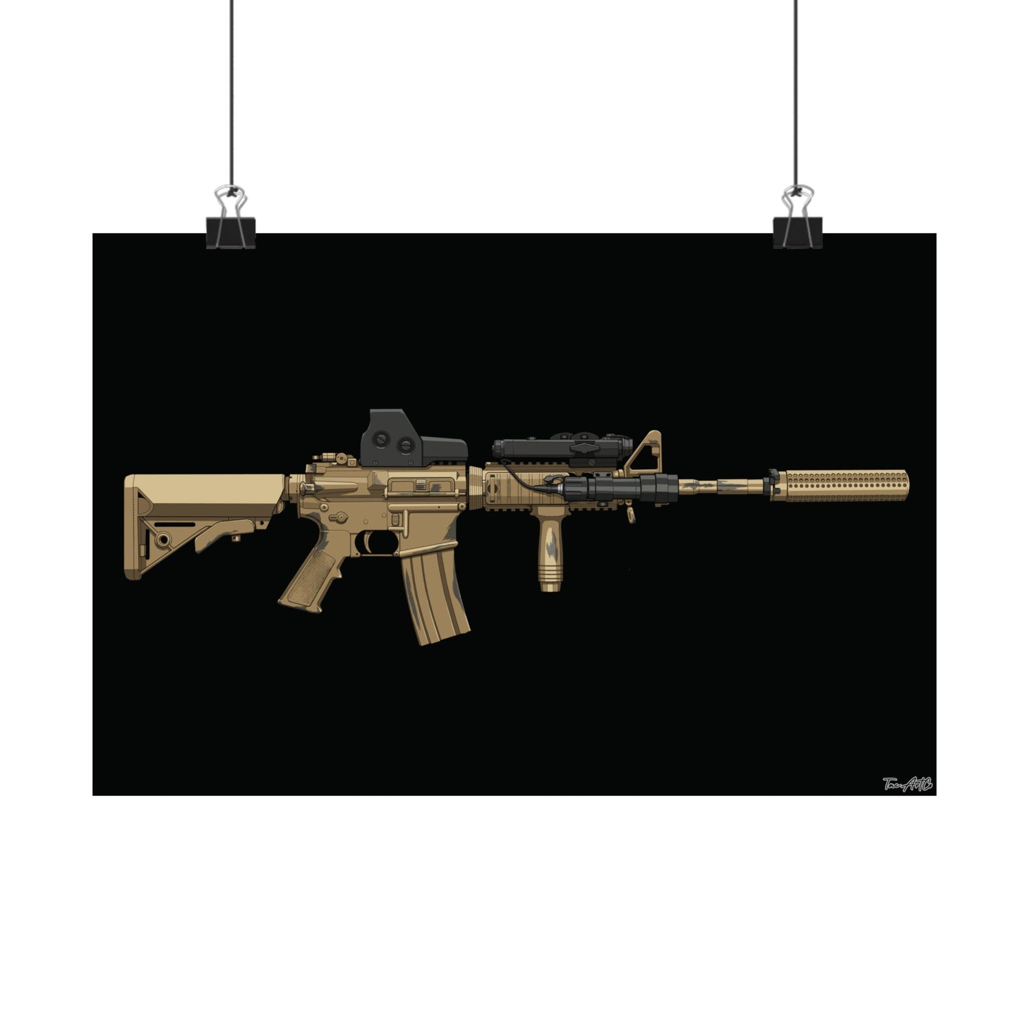 M4A1 Block I - Matte Poster (Black Background)