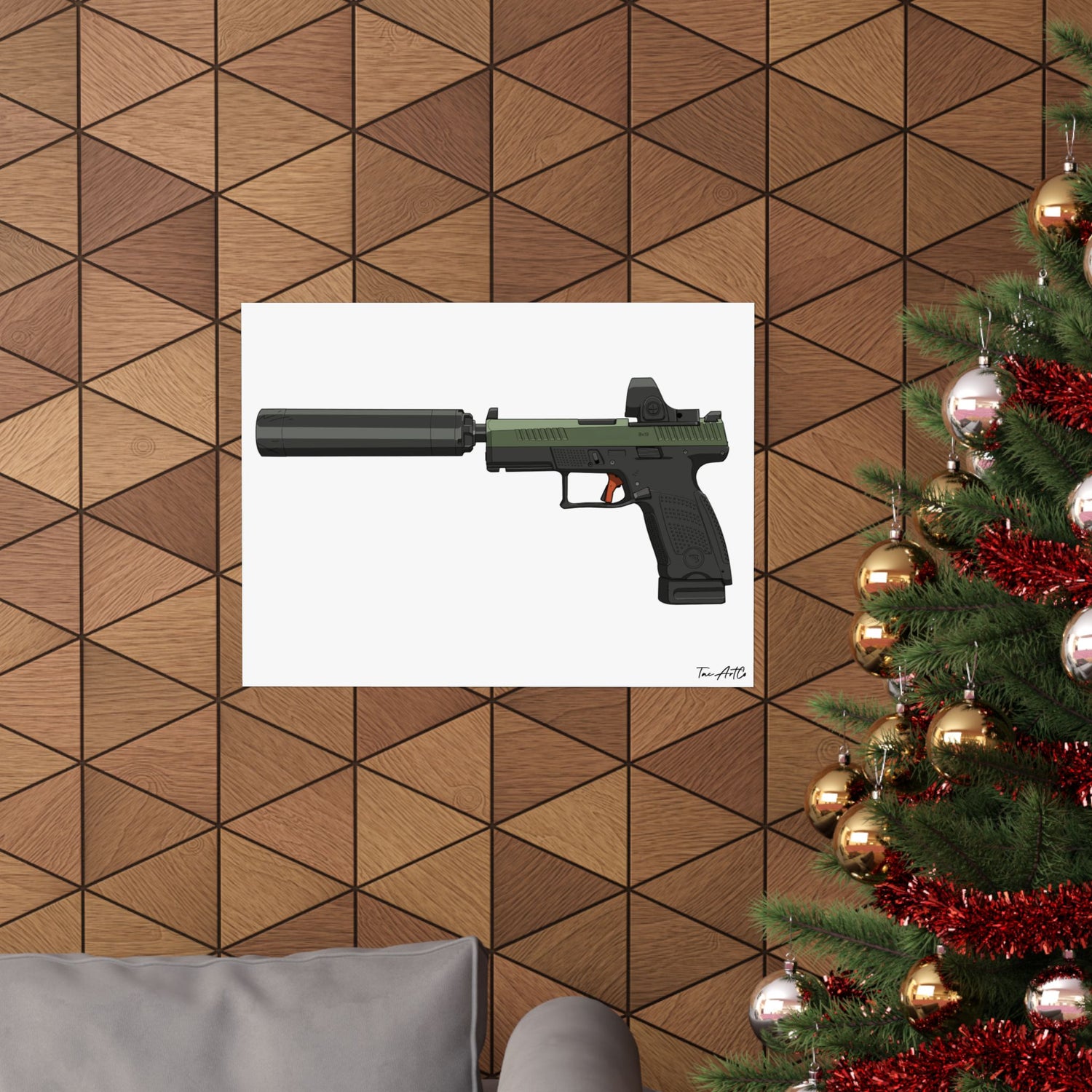 CZ P-10C Gun Poster | Modern Striker-Fired Pistol Print | Tactical Wall Decor