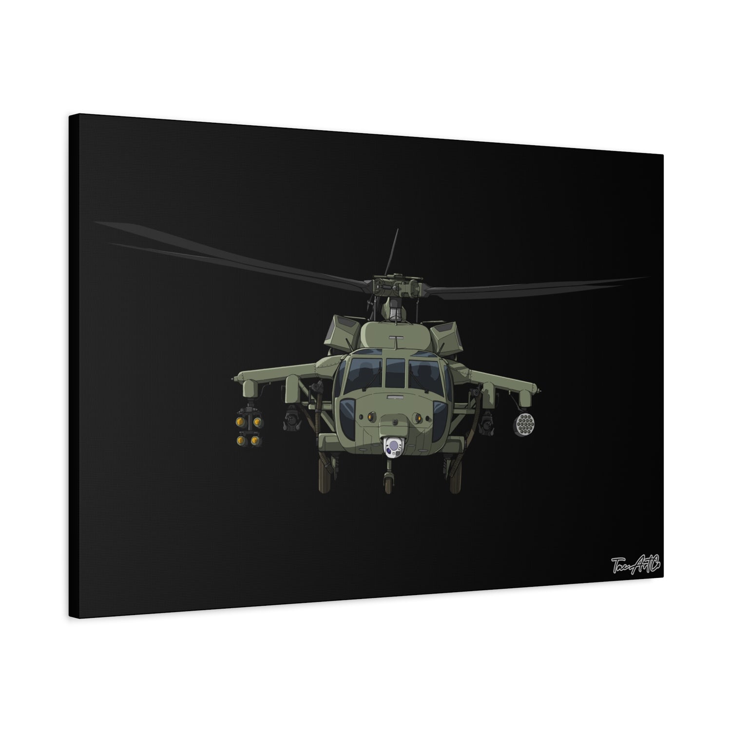 Black Hawk Helicopter – Canvas Print (Black Background)