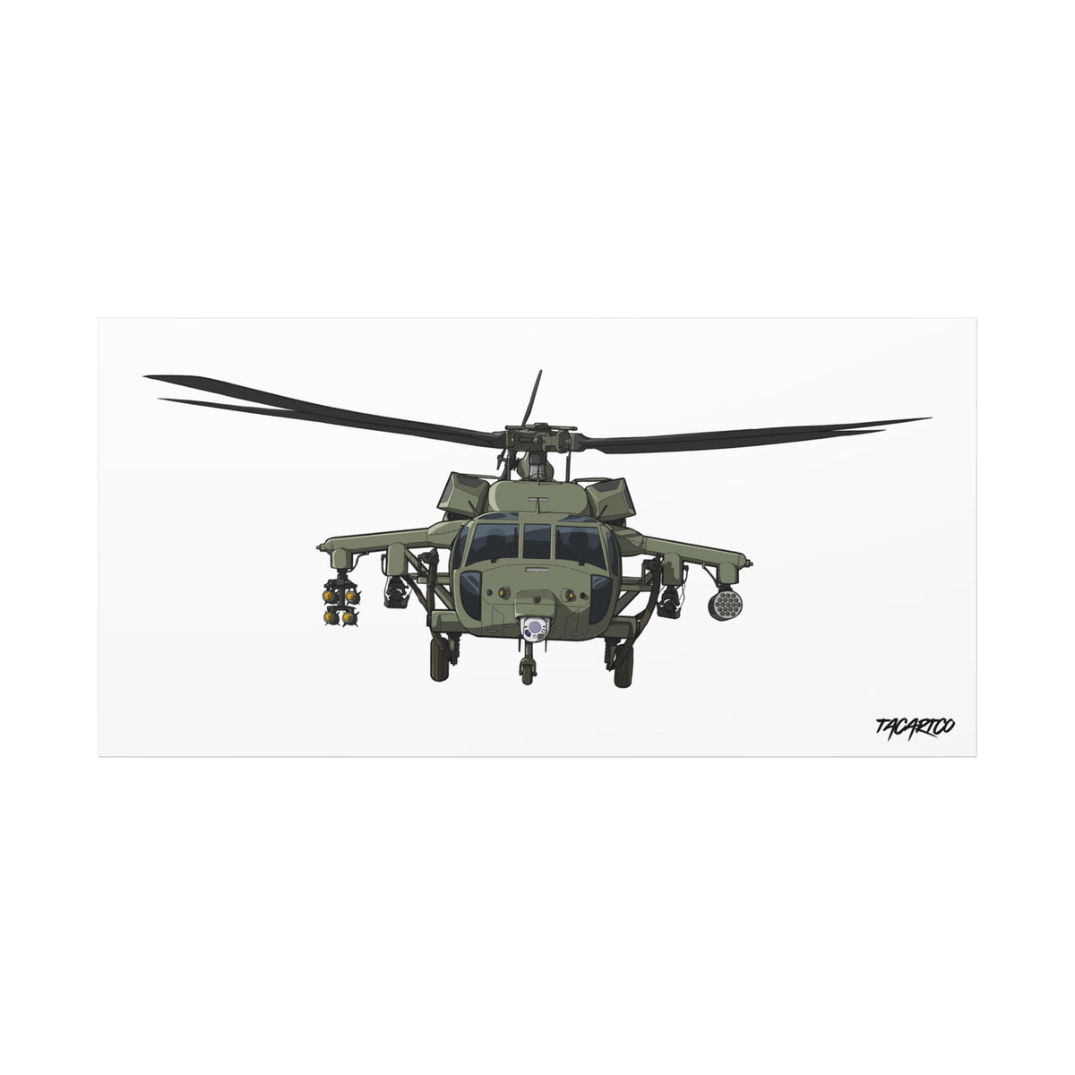 Black Hawk Helicopter - Canvas Print (White Background)