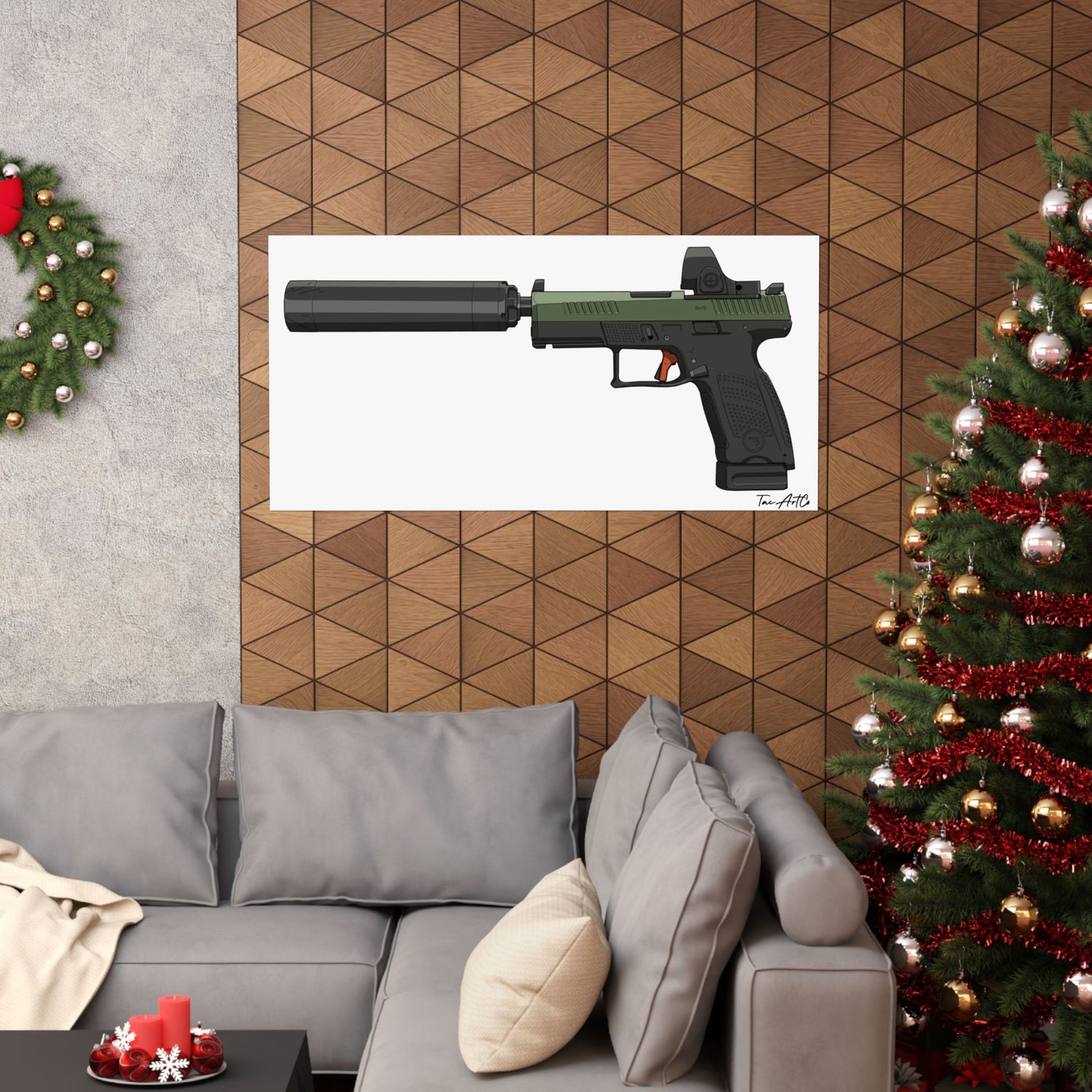 CZ P-10C Gun Poster | Modern Striker-Fired Pistol Print | Tactical Wall Decor