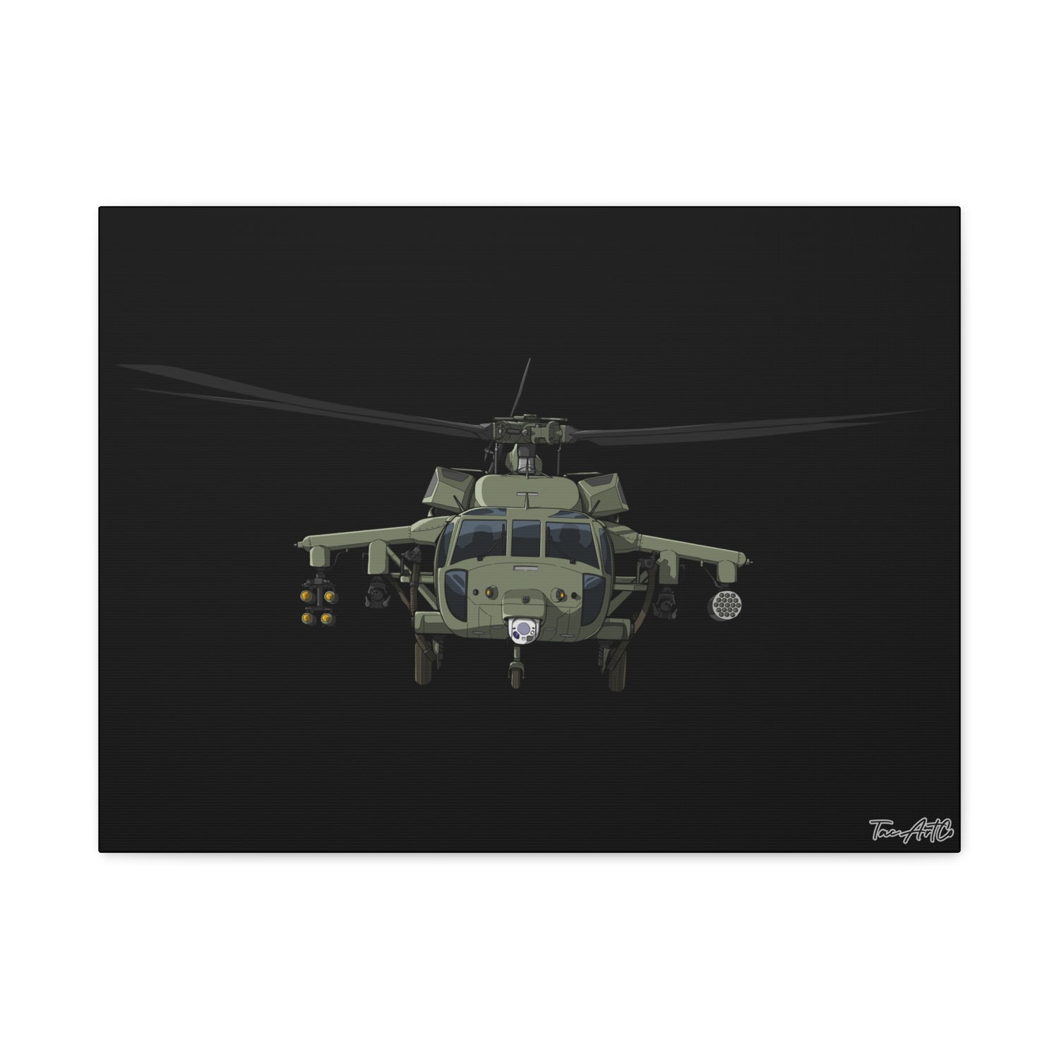 Black Hawk Helicopter – Canvas Print (Black Background)